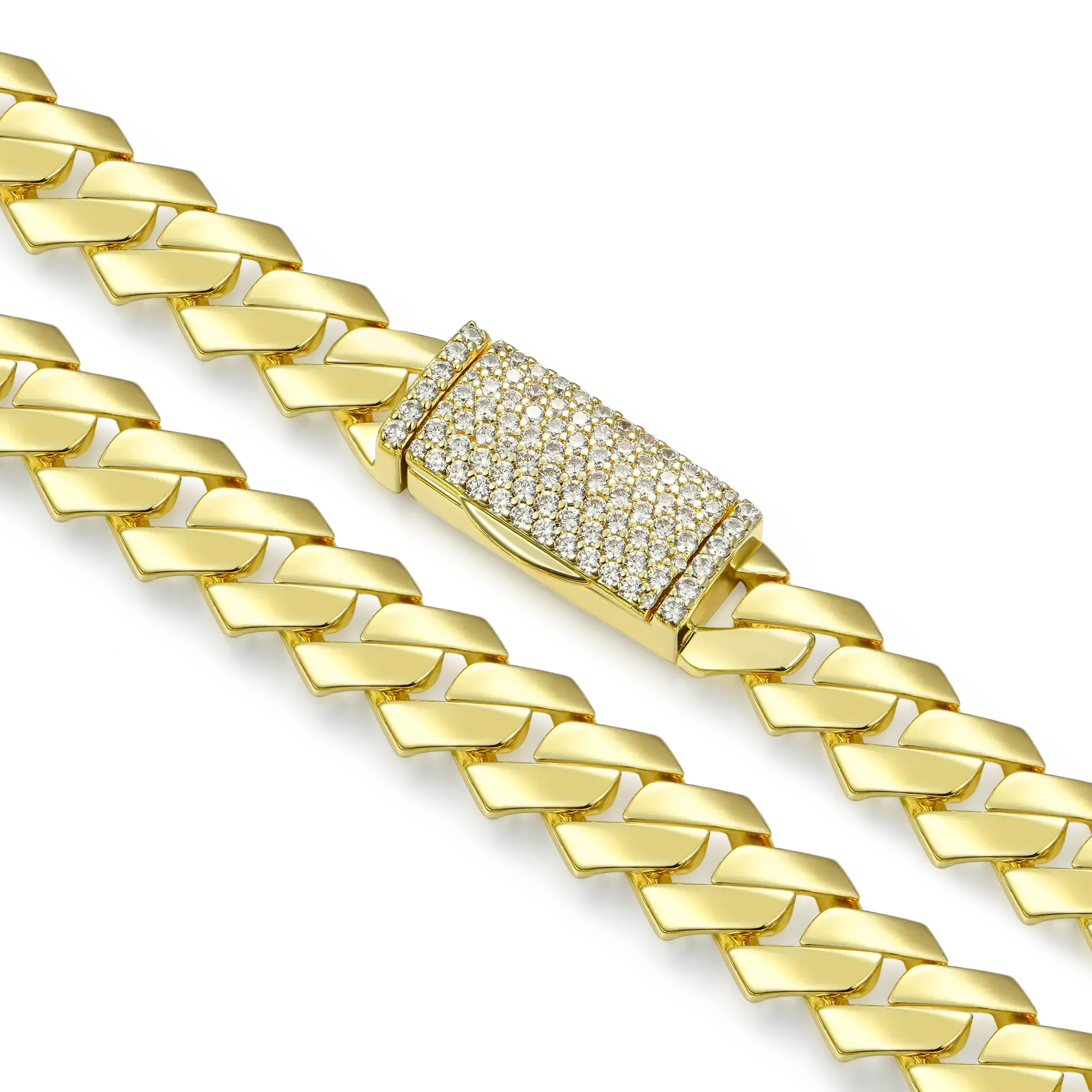 Plain Gold Prong Cuban Link Chain - 8mm