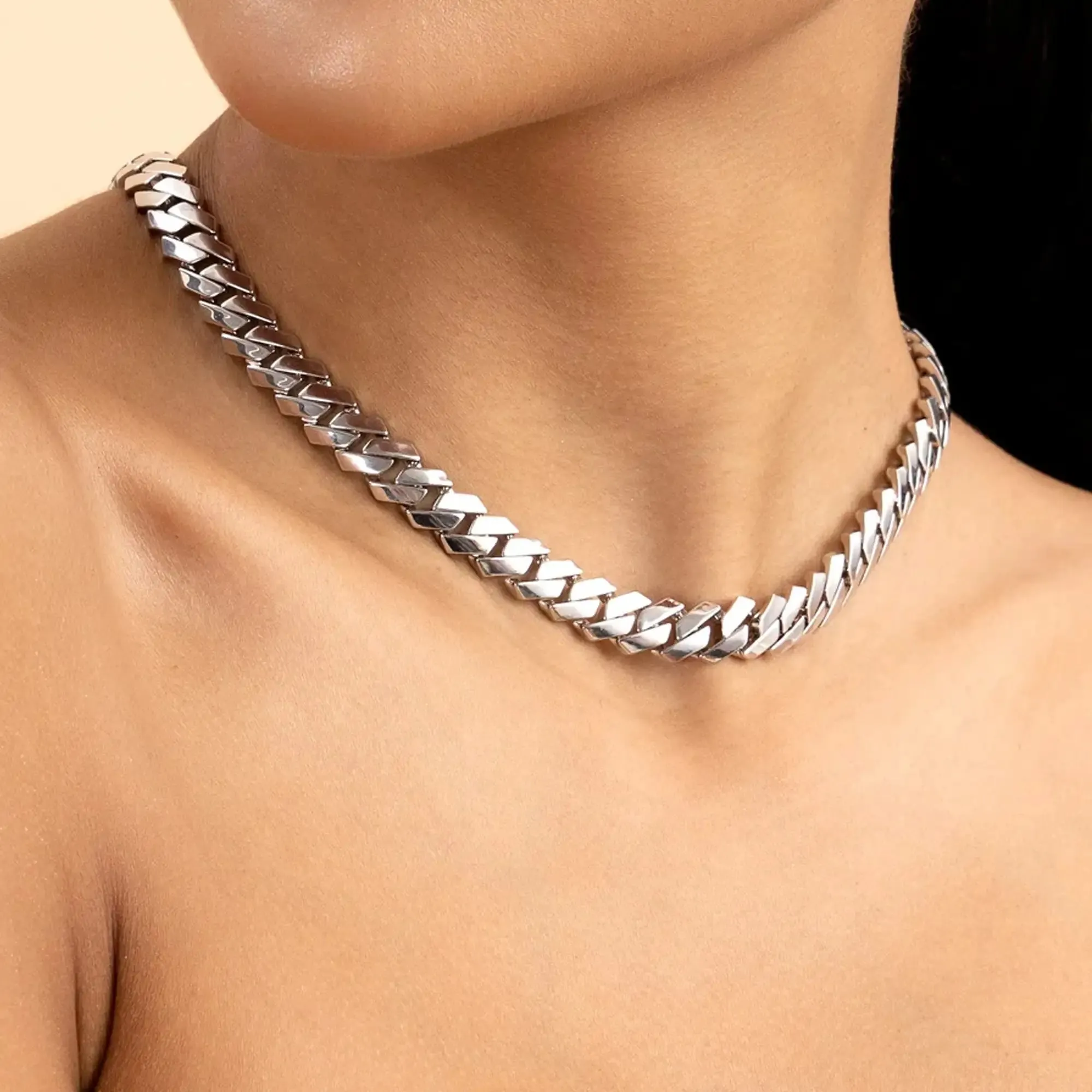 Plain Gold Prong Cuban Link Chain