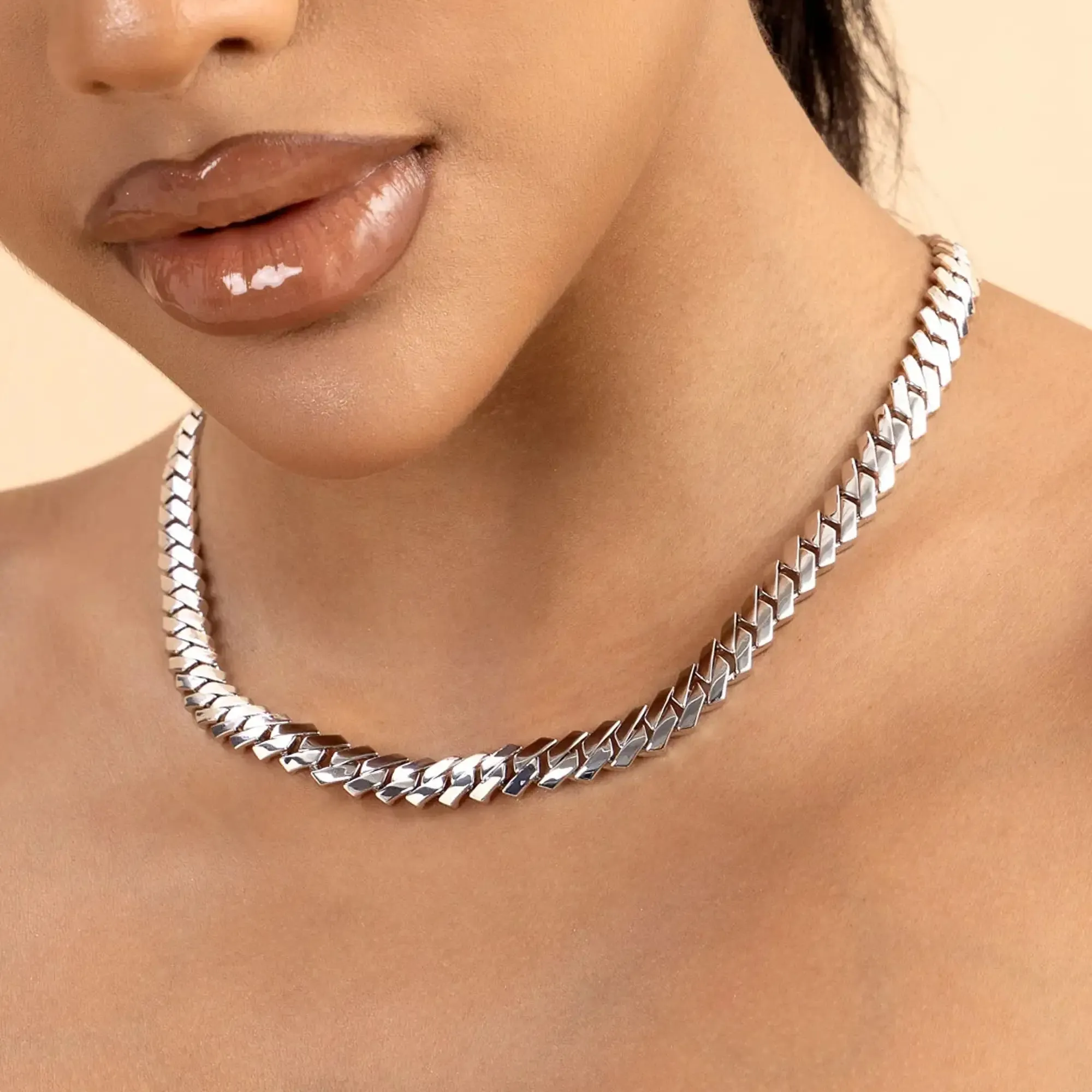 Plain Gold Prong Cuban Link Chain