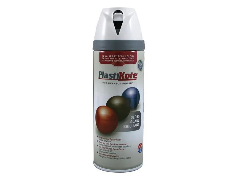 Plastikote Twist & Spray Gloss Pure Brilliant White 400Ml
