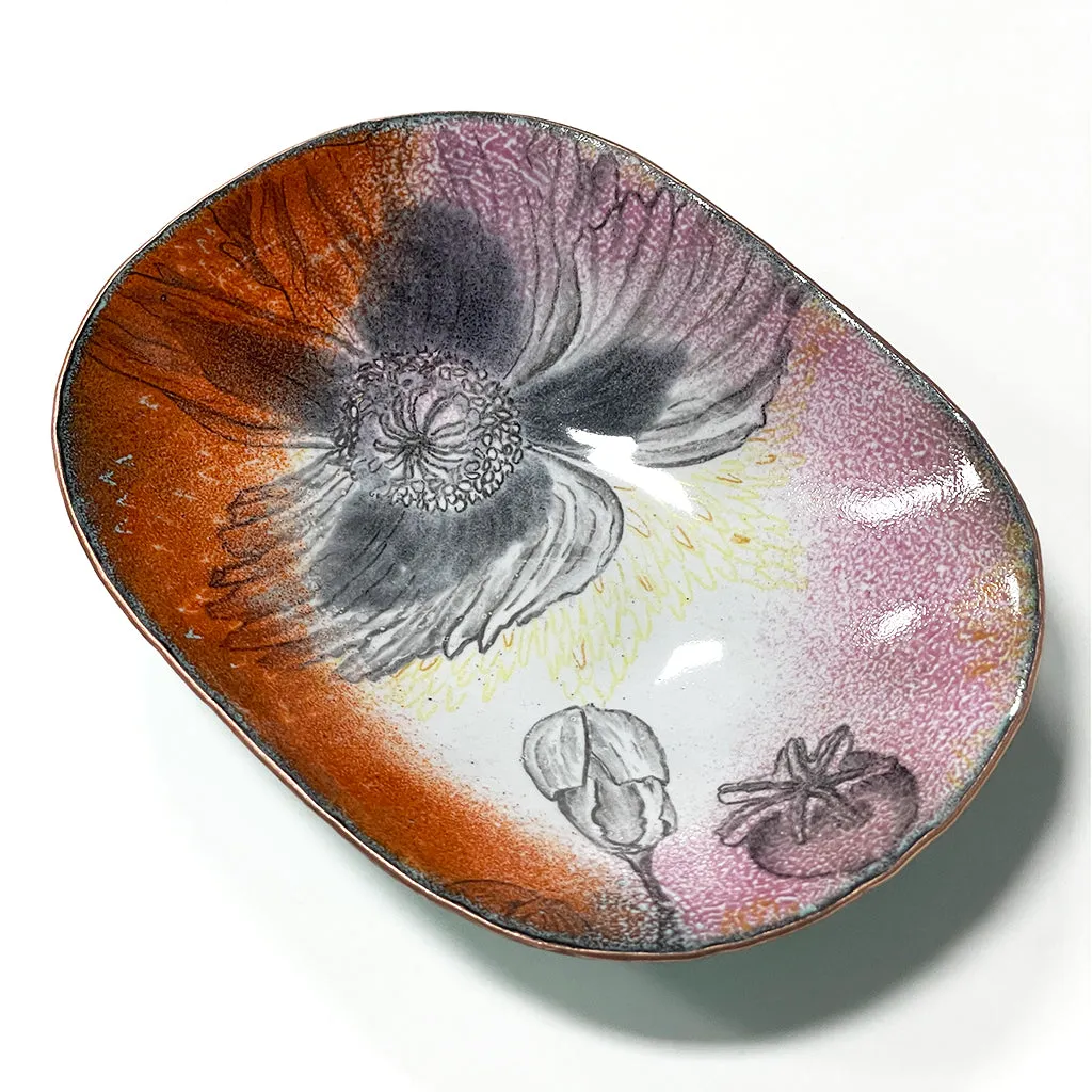 Poppy Flower enamelware bowl