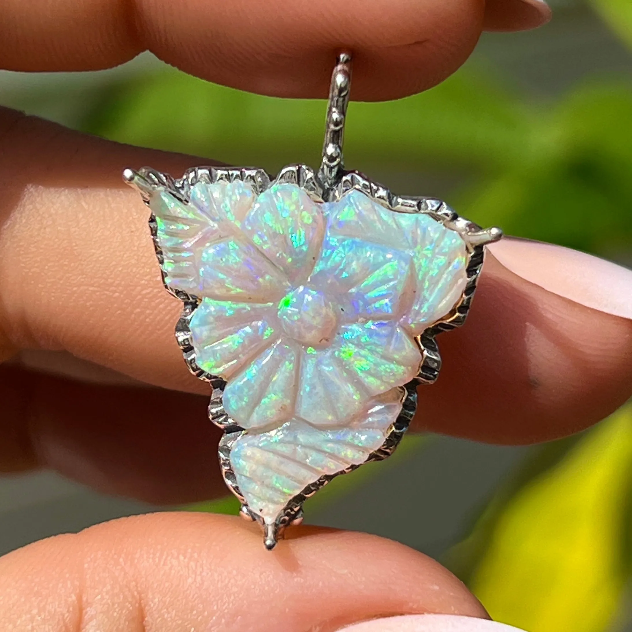 PRE-ORDER FOR ELIZABETH- Carved Opal Silver Pendant