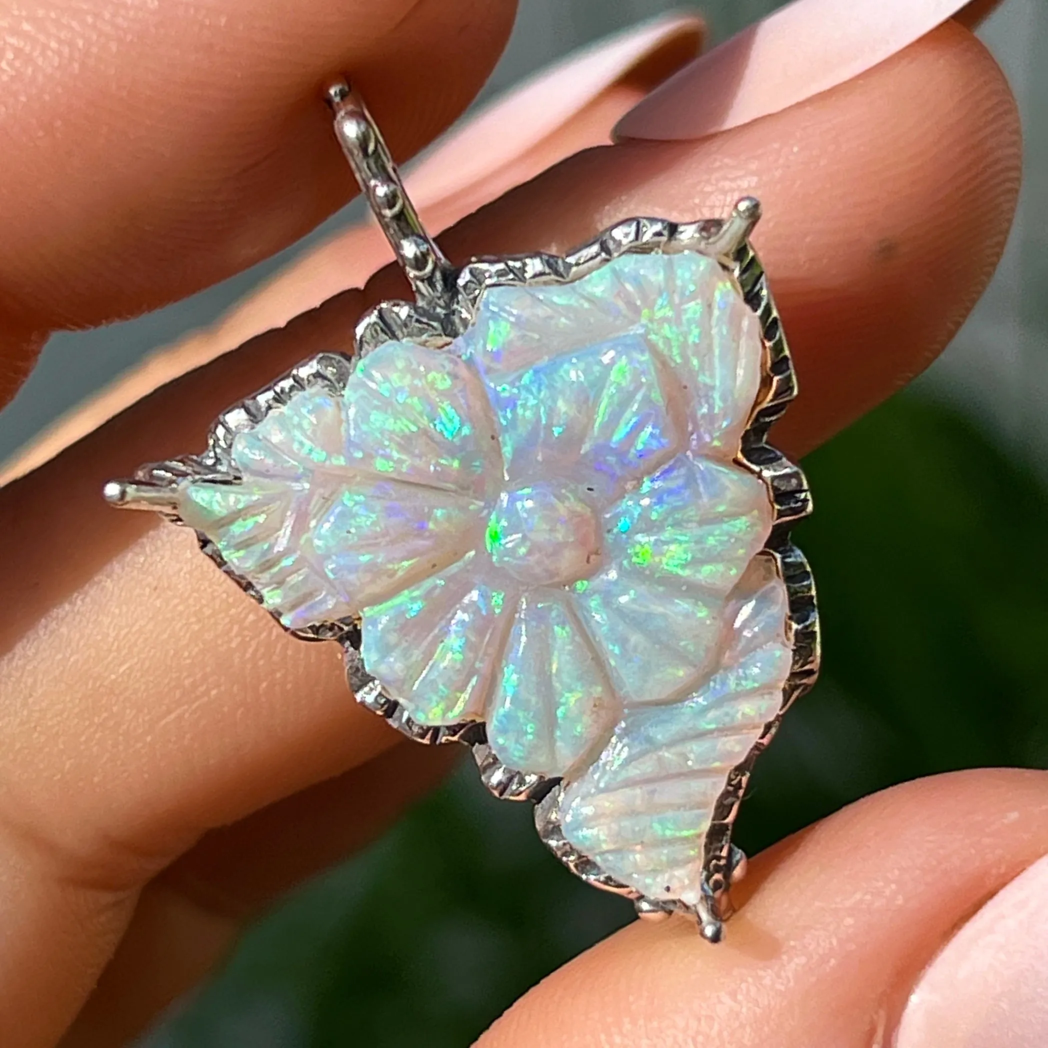 PRE-ORDER FOR ELIZABETH- Carved Opal Silver Pendant