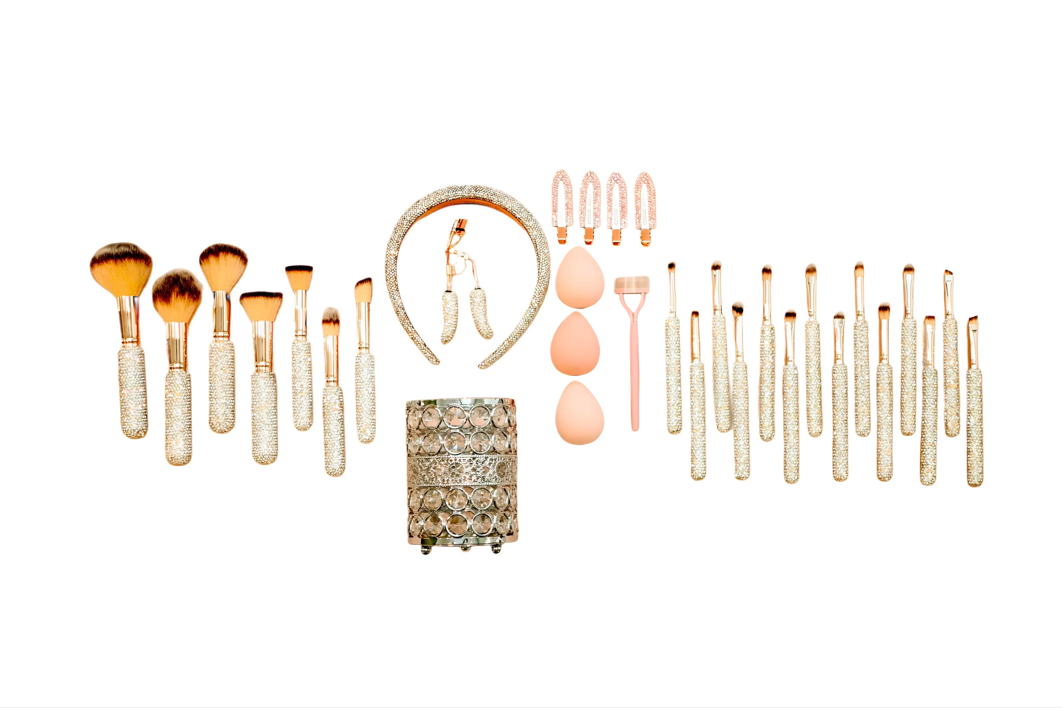 PRE ORDER! | Silver/Rose Mega Glitz & Glam | 32pc Essentials Collection Brush Set | MU0307