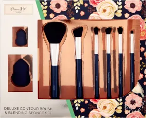 Primrose Hill Cosmetic Contour Brush & Blending Sponge Set Rose Floral
