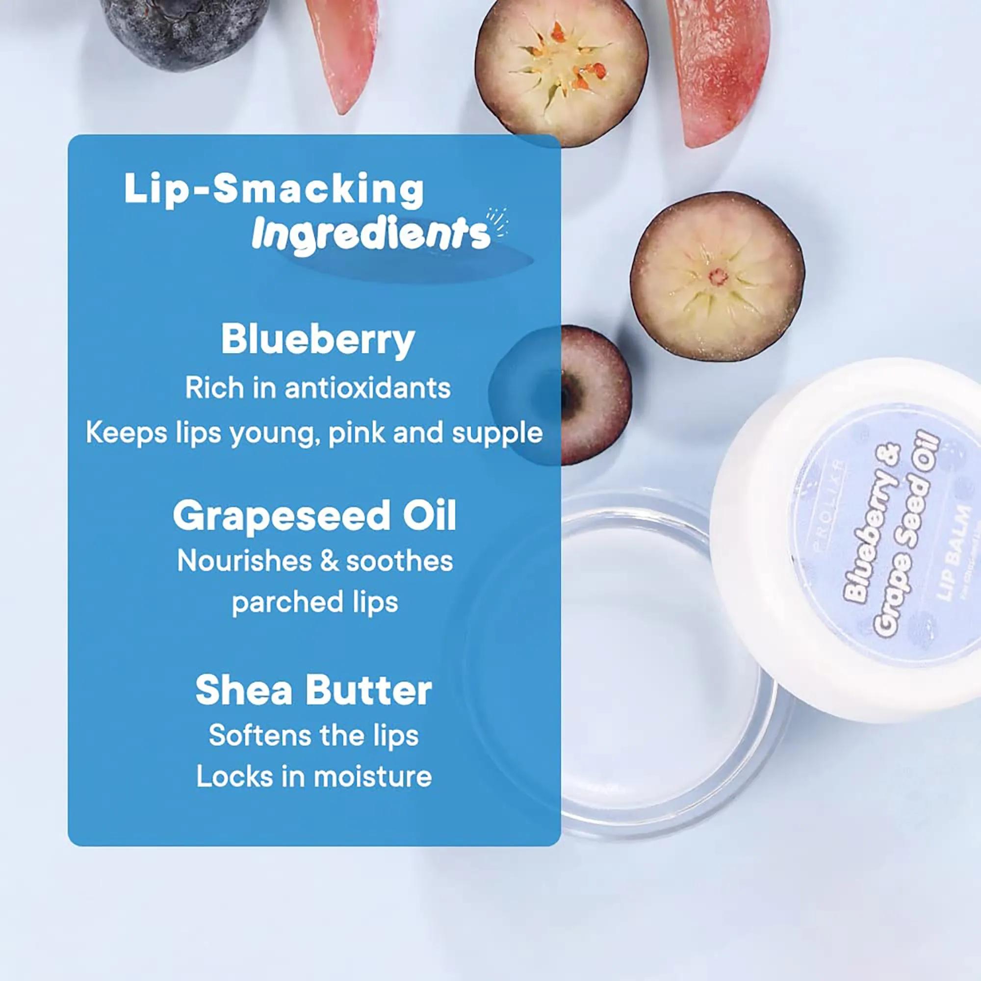 Prolixr Blueberry & Grapeseed oil Lip Balm - 8gm | Lip Balm For Dry And Chapped Lips | Lip Balm For Men & Women | Lip Balm For Pigmented Lips | Lip Care