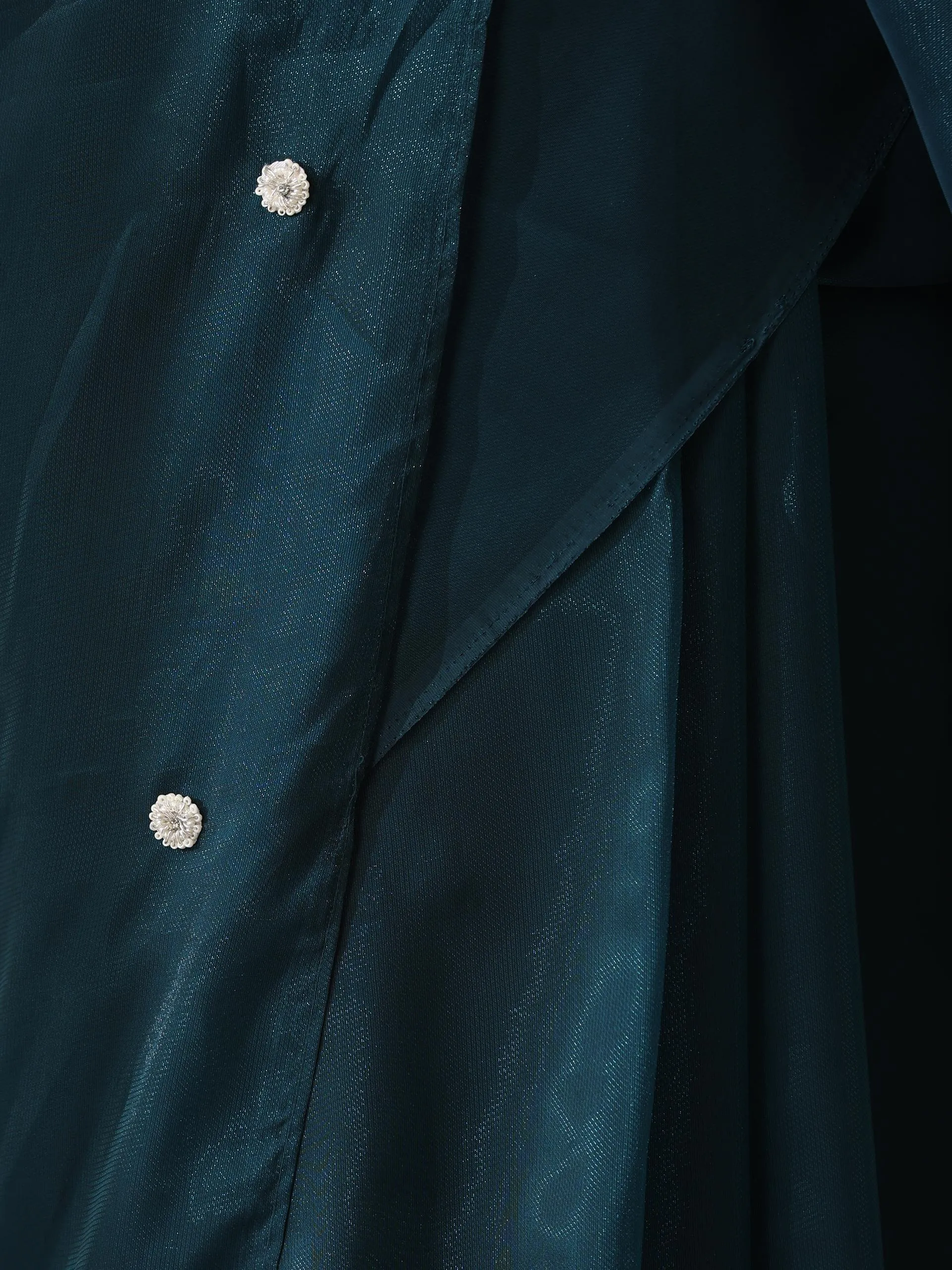 Prophecy Blue Shimmer Chiffon Saree with Beads and Self Fabric Blouse