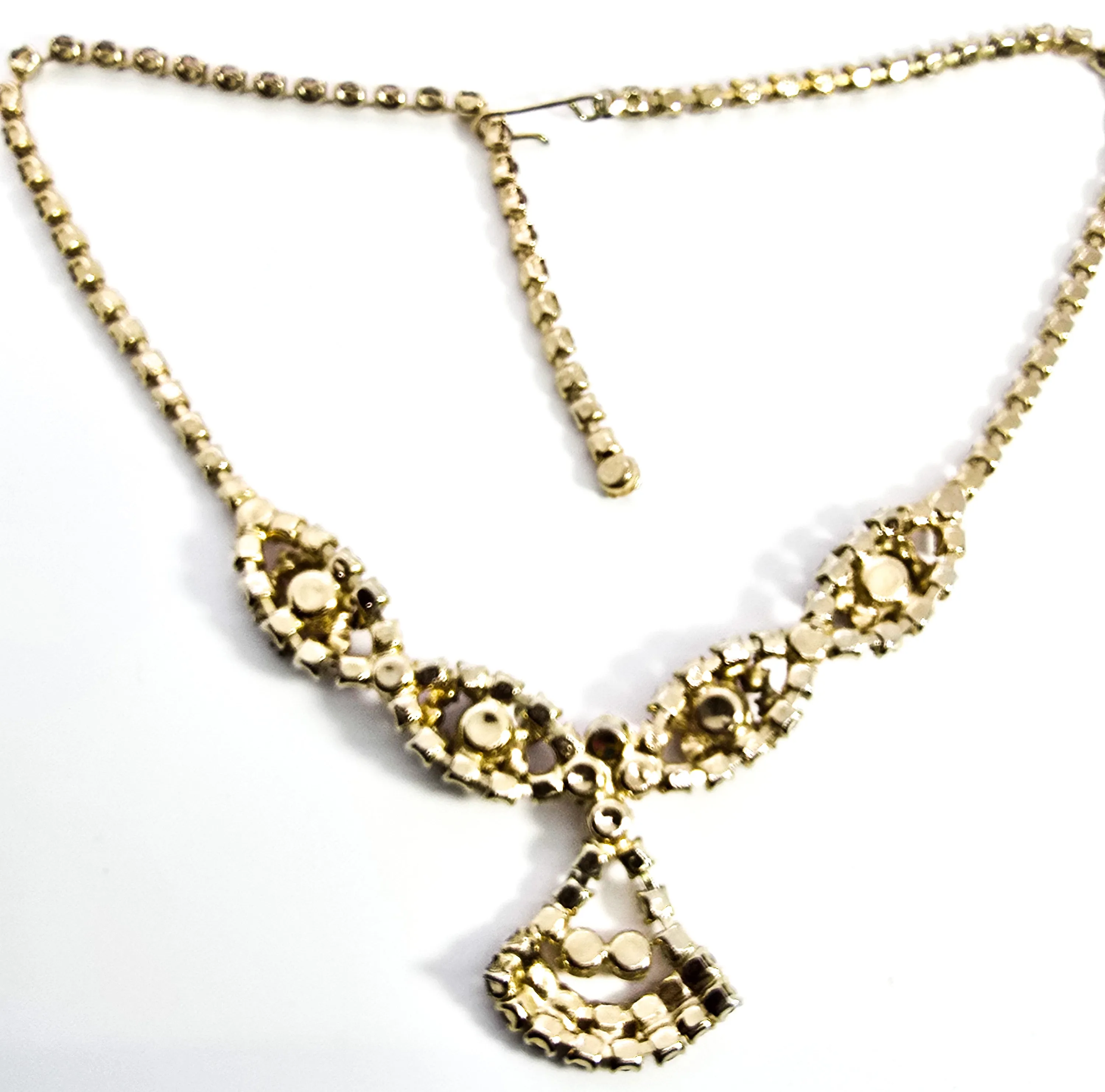 Purple and lavender rhinestone large vintage statement necklace