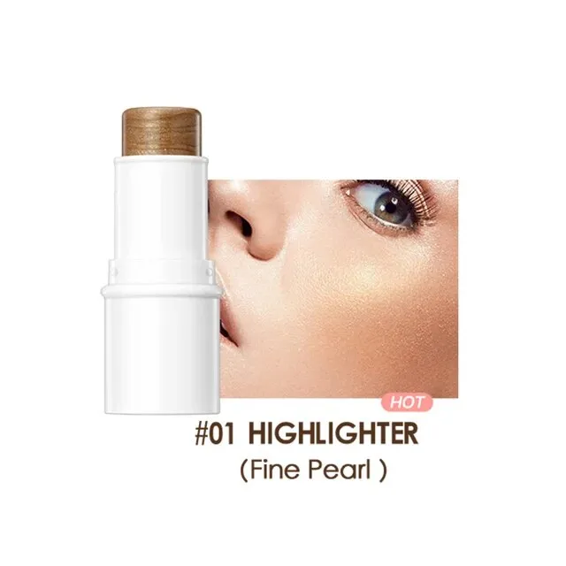 QIBEST Face Highlighter Stick Makeup Glow Face Concealer Contour Bronzer 3D Make Up Corrector Contour Stick Illuminator Cosmetic