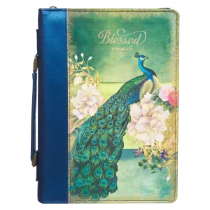 "Blessed" Peacock Bible Cover - Jeremiah 17:7 Medium