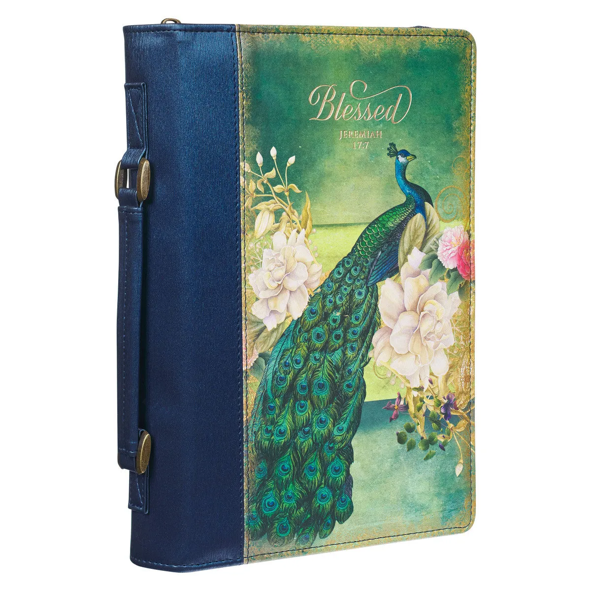 "Blessed" Peacock Bible Cover - Jeremiah 17:7 Medium