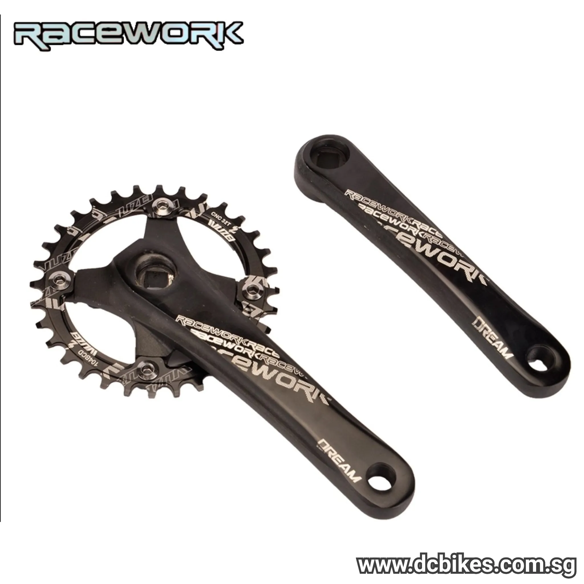 Racework 32T | 34T | 36T | 38T Square Tapered Single Speed Crank