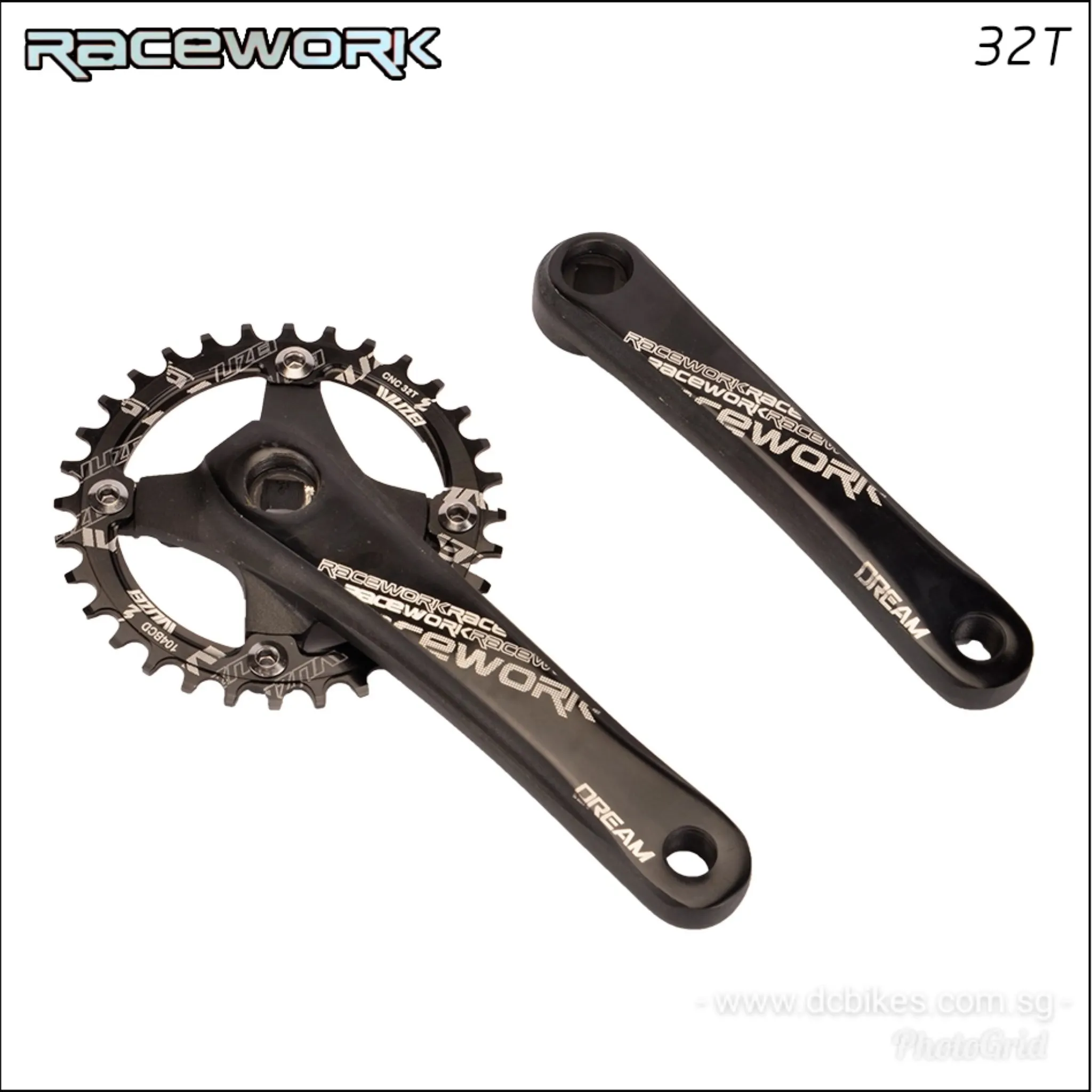 Racework 32T | 34T | 36T | 38T Square Tapered Single Speed Crank
