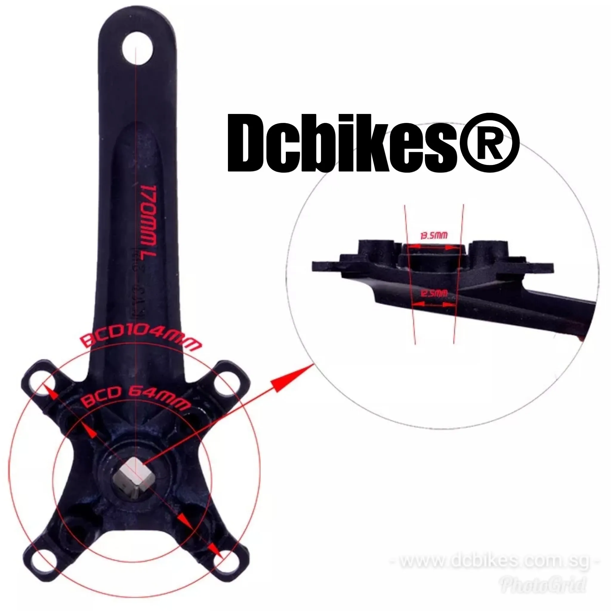 Racework 32T | 34T | 36T | 38T Square Tapered Single Speed Crank