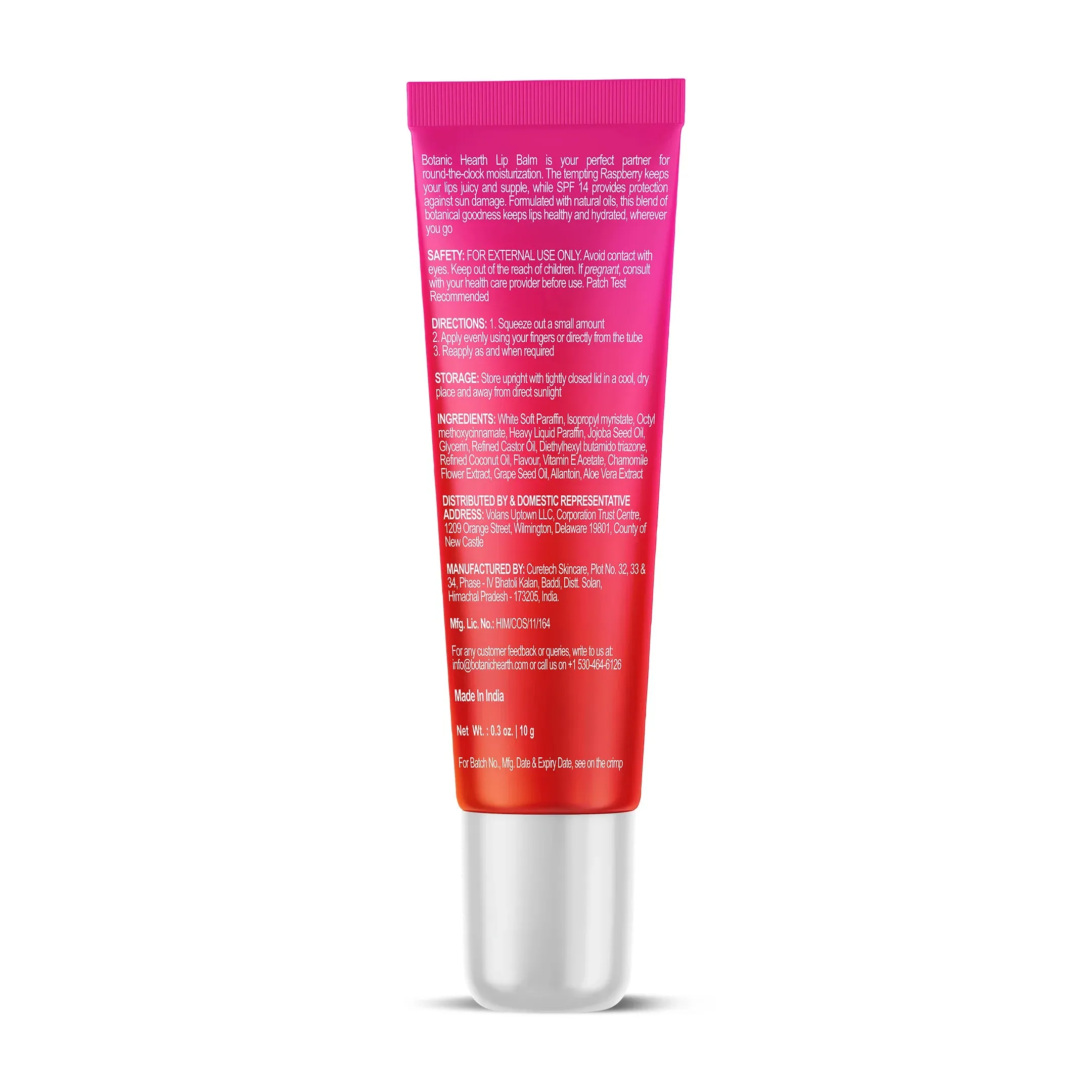Raspberry Crush Lip Balm with SPF, Jojoba Oil, Vitamin E | 0.3 oz