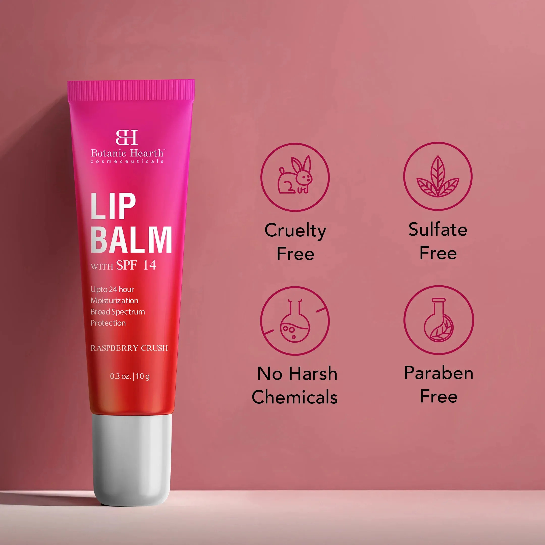 Raspberry Crush Lip Balm with SPF, Jojoba Oil, Vitamin E | 0.3 oz
