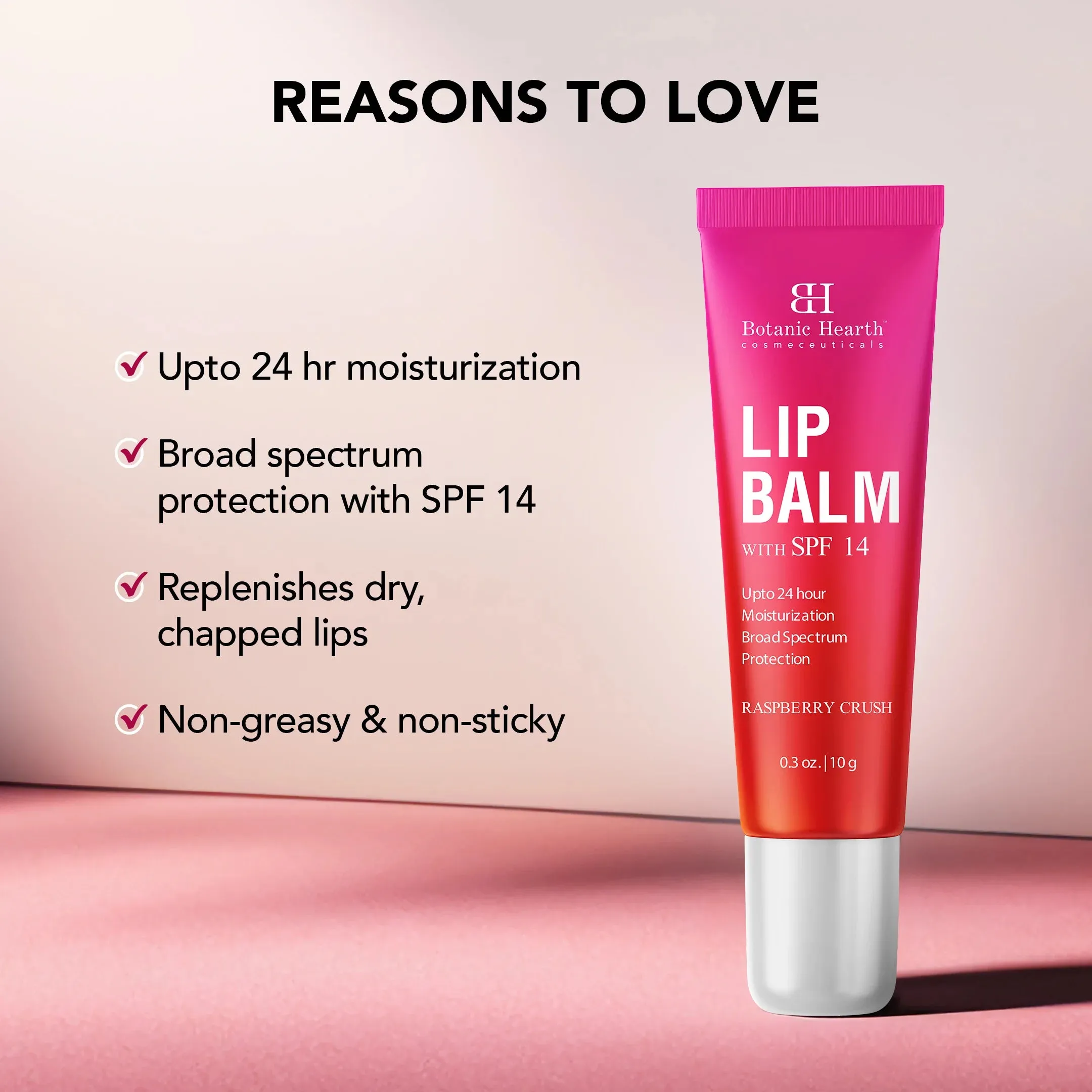 Raspberry Crush Lip Balm with SPF, Jojoba Oil, Vitamin E | 0.3 oz