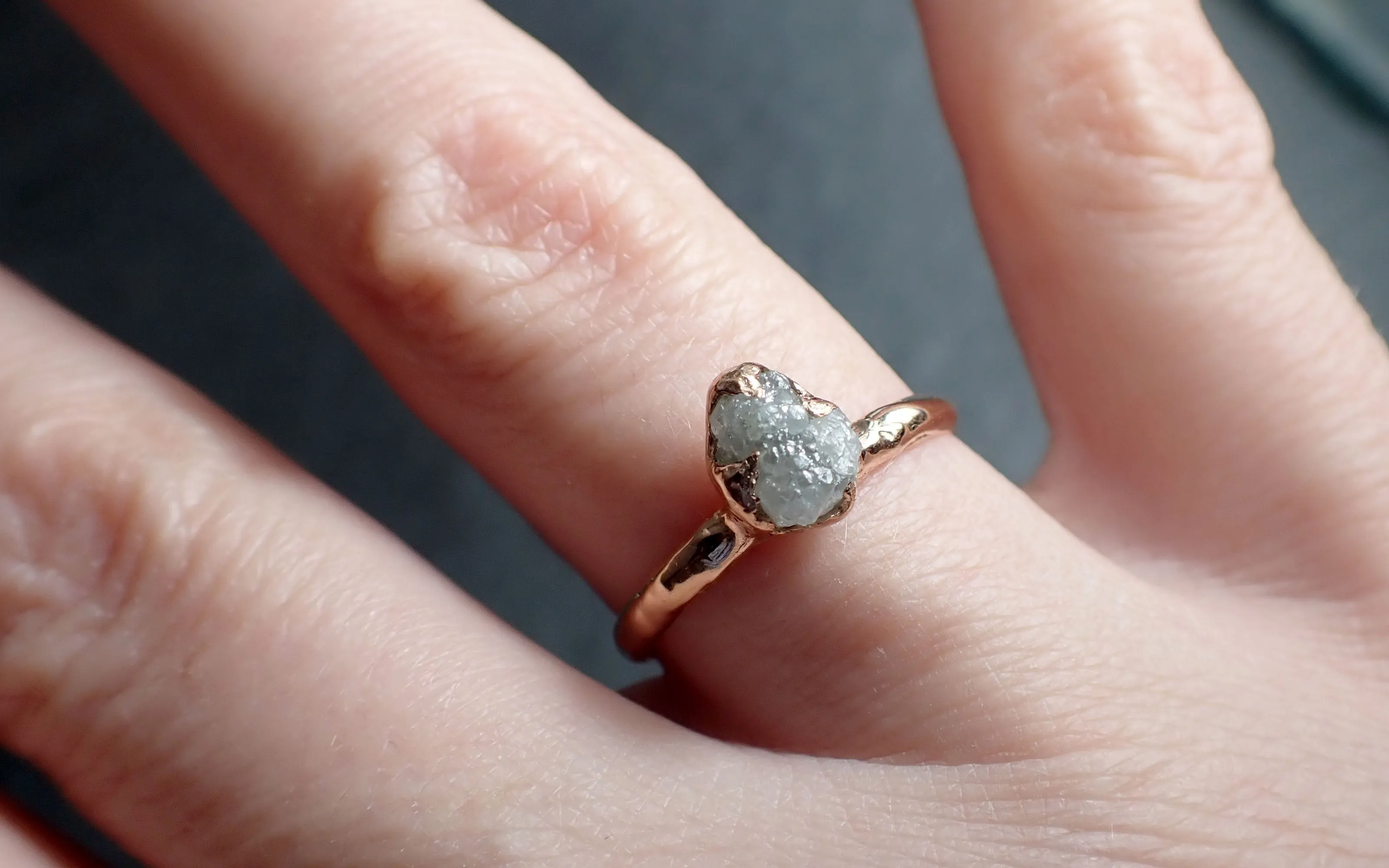 raw diamond engagement ring rough uncut diamond solitaire recycled 14k rose gold conflict free diamond wedding promise 2744 Alternative Engagement