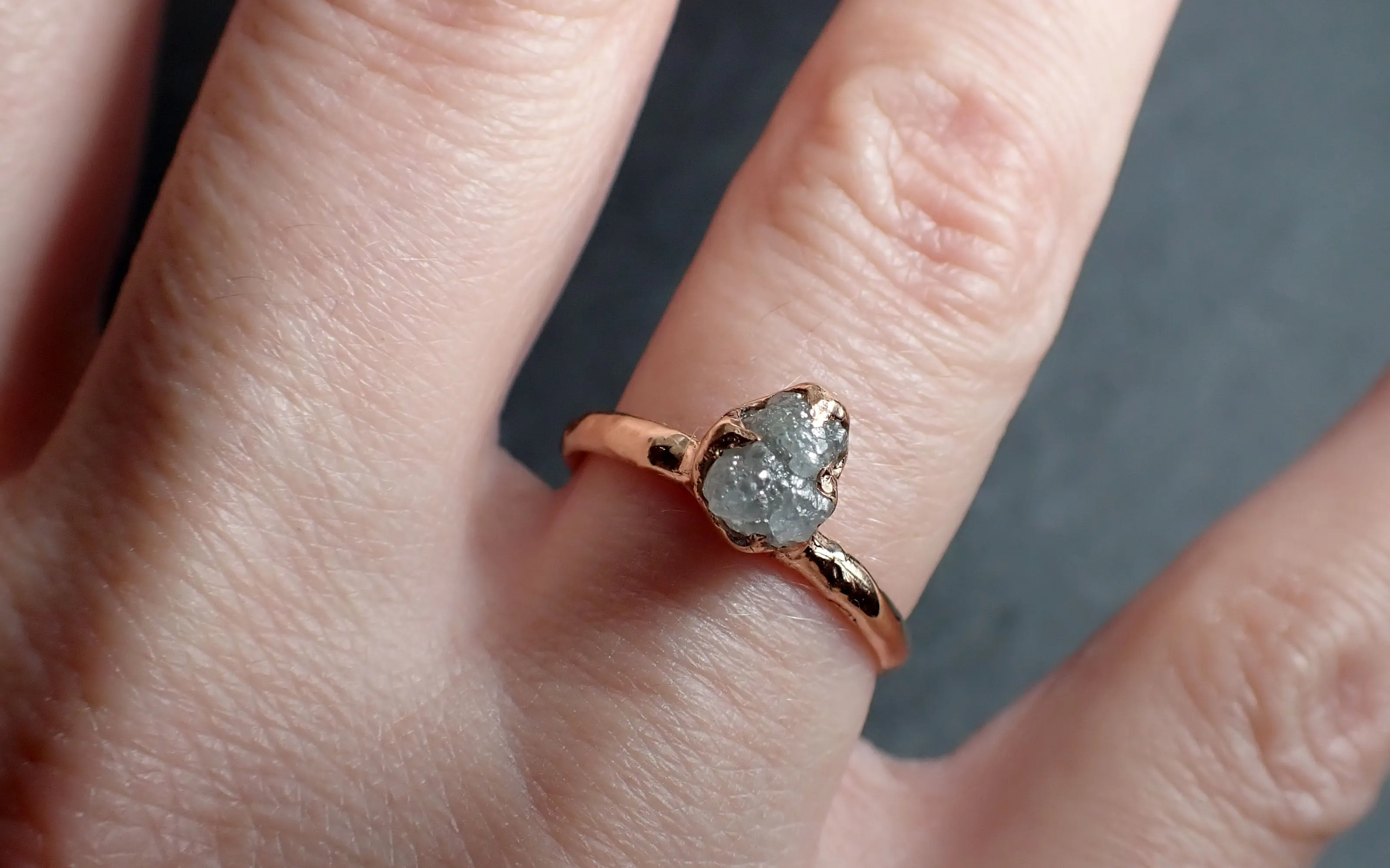 raw diamond engagement ring rough uncut diamond solitaire recycled 14k rose gold conflict free diamond wedding promise 2744 Alternative Engagement