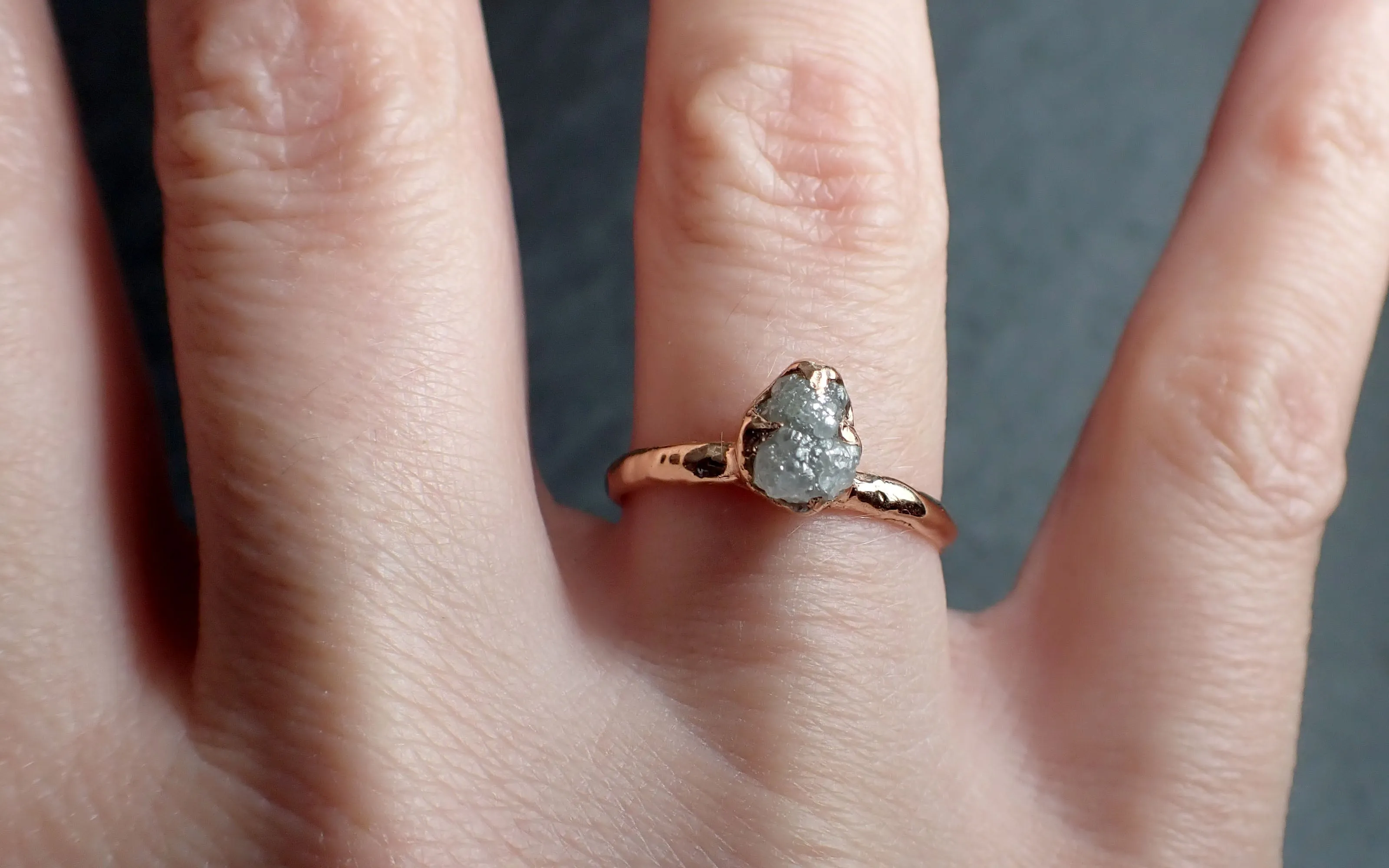 raw diamond engagement ring rough uncut diamond solitaire recycled 14k rose gold conflict free diamond wedding promise 2744 Alternative Engagement