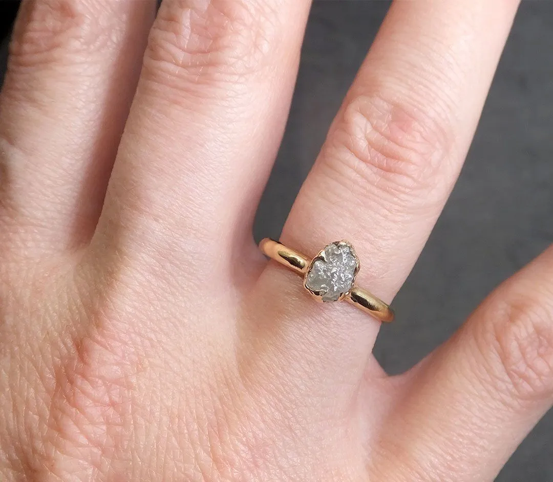 raw diamond engagement ring rough uncut diamond solitaire recycled 14k yellow gold conflict free diamond wedding promise 1975 Alternative Engagement