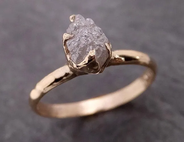 raw diamond engagement ring rough uncut diamond solitaire recycled 14k yellow gold conflict free diamond wedding promise 1975 Alternative Engagement