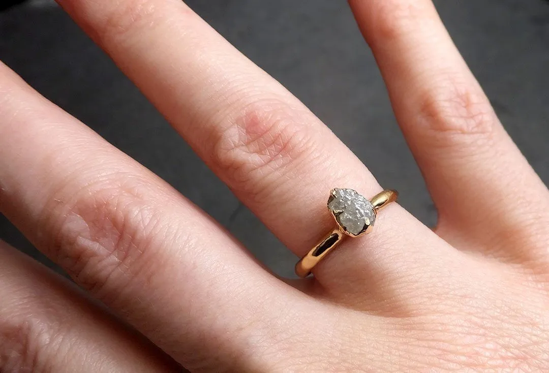 raw diamond engagement ring rough uncut diamond solitaire recycled 14k yellow gold conflict free diamond wedding promise 1975 Alternative Engagement
