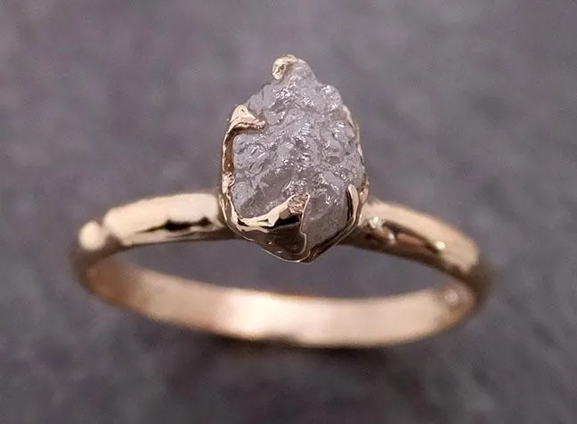 raw diamond engagement ring rough uncut diamond solitaire recycled 14k yellow gold conflict free diamond wedding promise 1975 Alternative Engagement