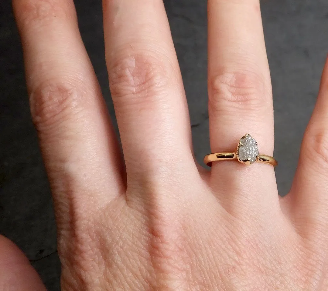 raw diamond engagement ring rough uncut diamond solitaire recycled 14k yellow gold conflict free diamond wedding promise 1975 Alternative Engagement