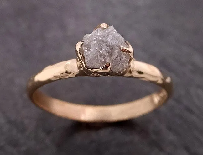 raw diamond engagement ring rough uncut diamond solitaire recycled 14k yellow gold conflict free diamond wedding promise 1979 Alternative Engagement