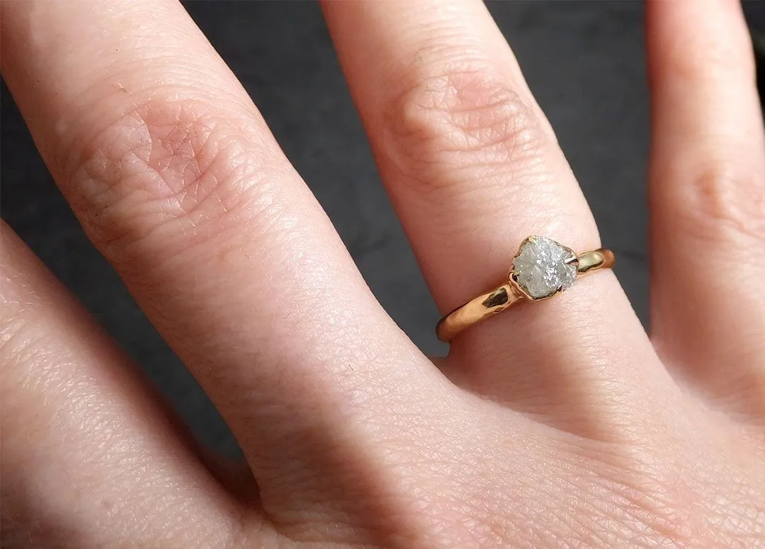 raw diamond engagement ring rough uncut diamond solitaire recycled 14k yellow gold conflict free diamond wedding promise 1979 Alternative Engagement