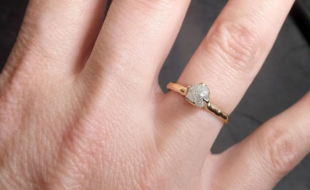 raw diamond engagement ring rough uncut diamond solitaire recycled 14k yellow gold conflict free diamond wedding promise 1979 Alternative Engagement