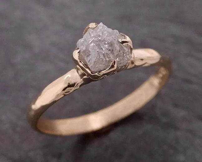 raw diamond engagement ring rough uncut diamond solitaire recycled 14k yellow gold conflict free diamond wedding promise 1979 Alternative Engagement