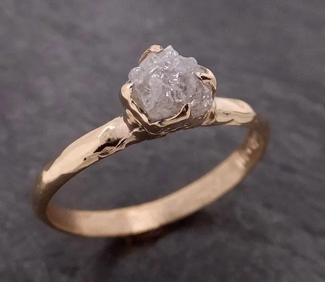 raw diamond engagement ring rough uncut diamond solitaire recycled 14k yellow gold conflict free diamond wedding promise 1979 Alternative Engagement