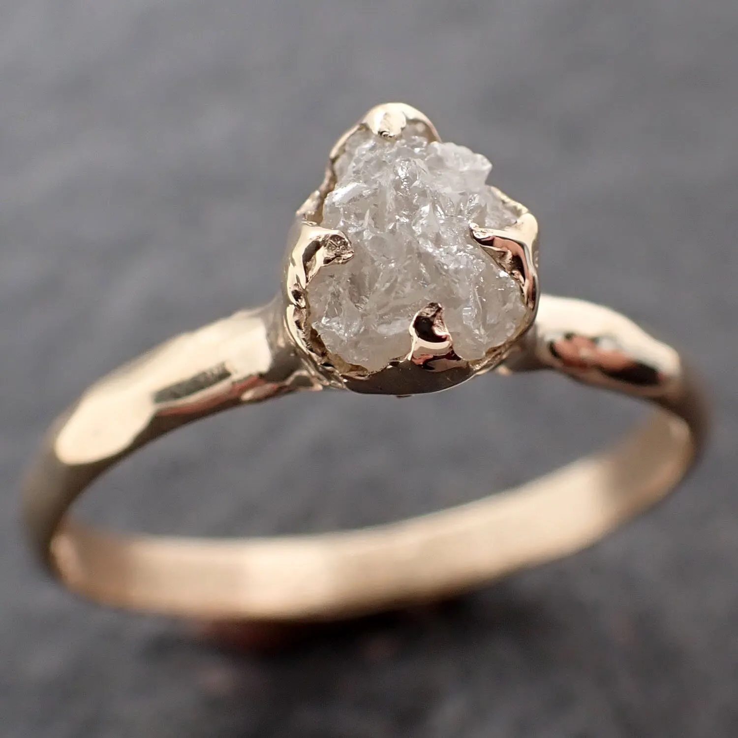 raw diamond engagement ring rough uncut diamond solitaire recycled 14k yellow gold conflict free diamond wedding promise 3044 Alternative Engagement