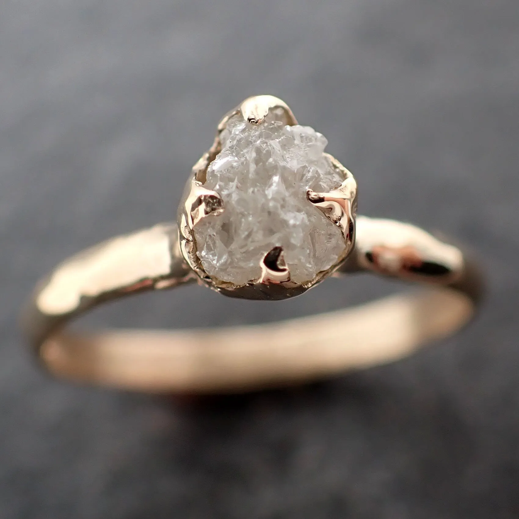 raw diamond engagement ring rough uncut diamond solitaire recycled 14k yellow gold conflict free diamond wedding promise 3044 Alternative Engagement