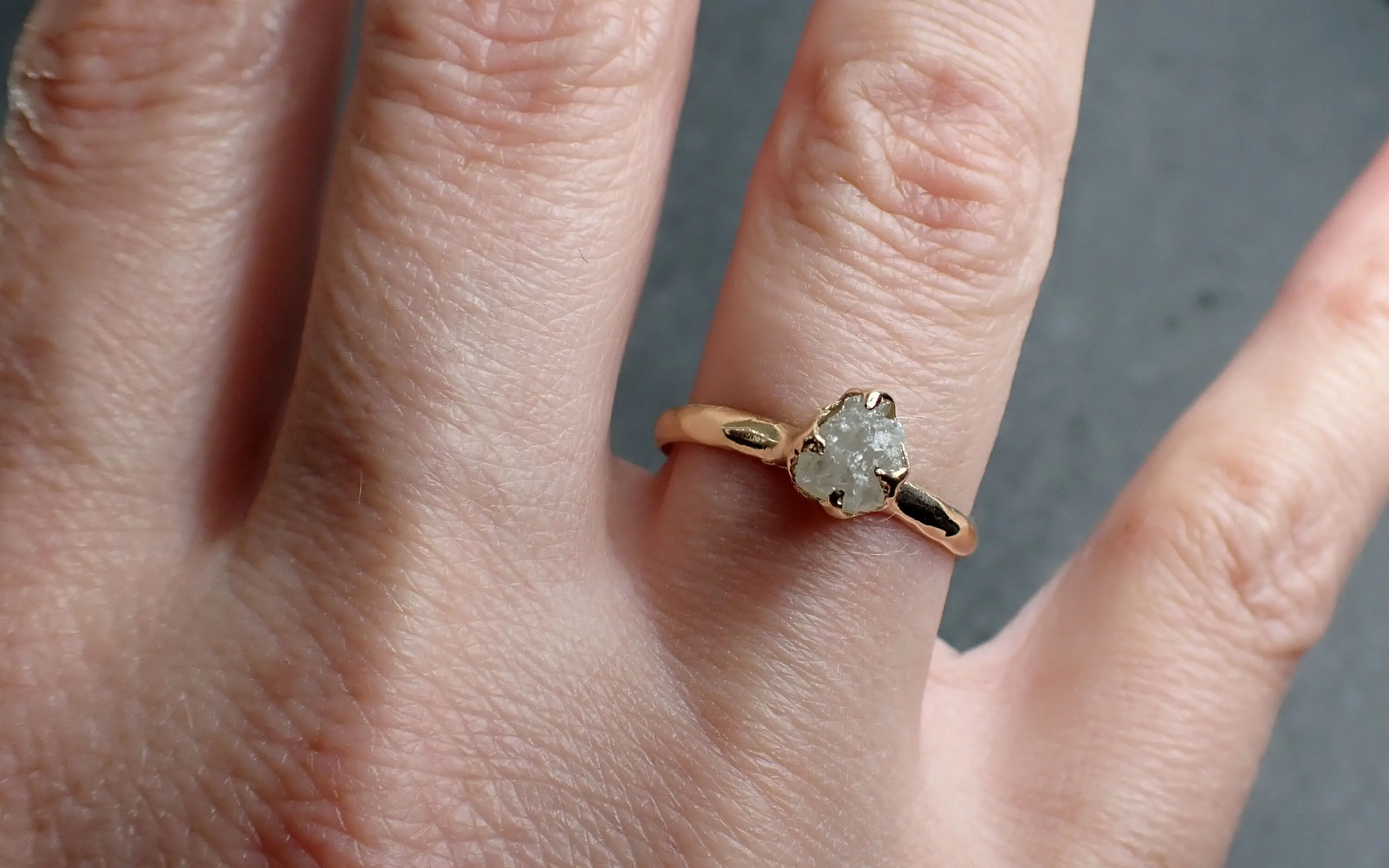 raw diamond engagement ring rough uncut diamond solitaire recycled 14k yellow gold conflict free diamond wedding promise 3044 Alternative Engagement