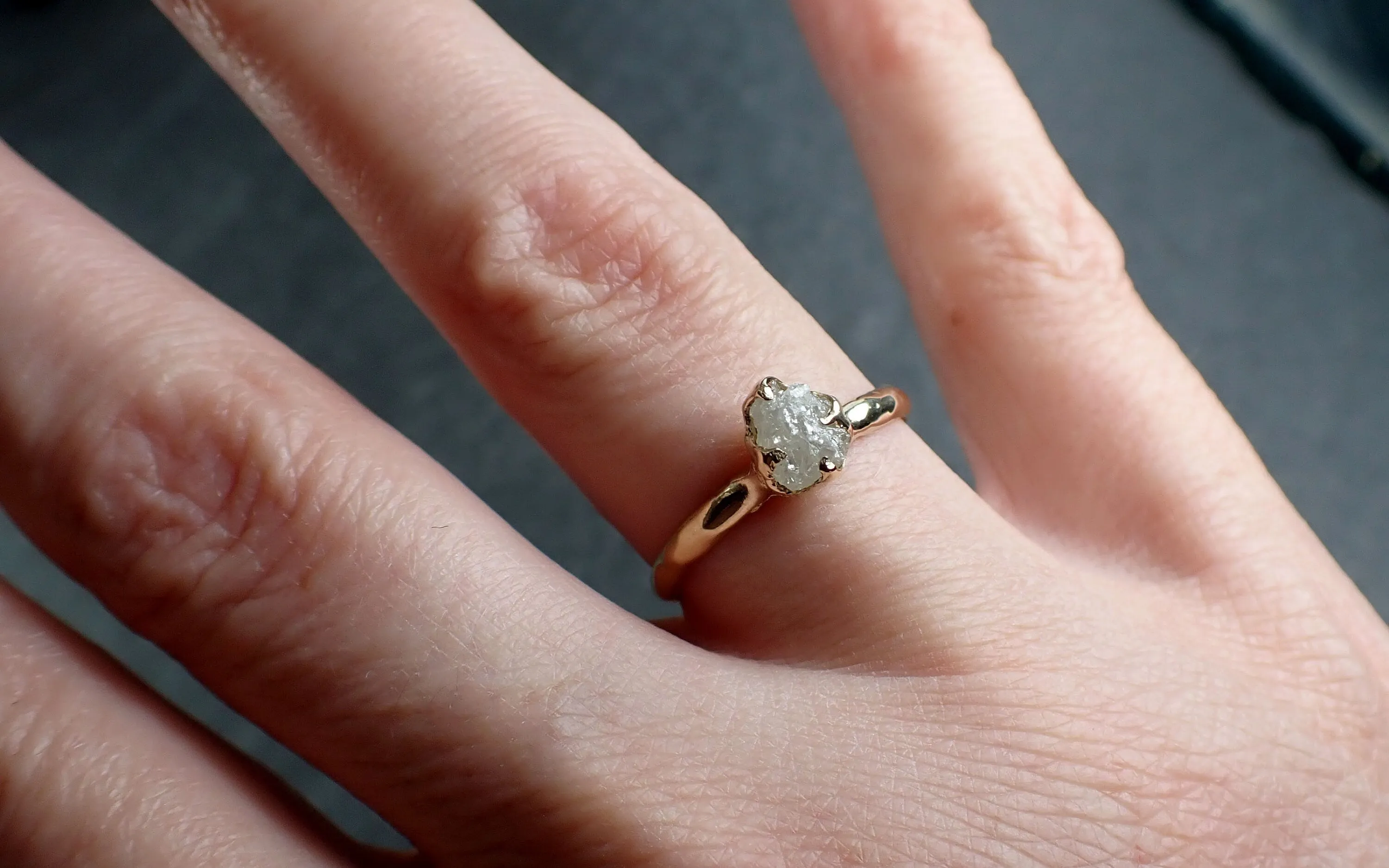 raw diamond engagement ring rough uncut diamond solitaire recycled 14k yellow gold conflict free diamond wedding promise 3044 Alternative Engagement