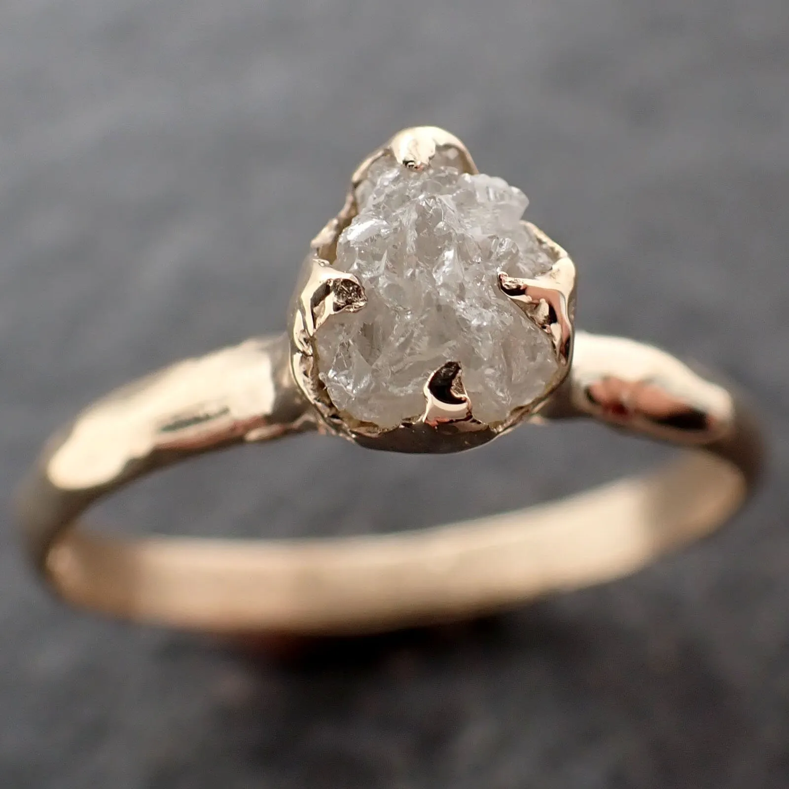 raw diamond engagement ring rough uncut diamond solitaire recycled 14k yellow gold conflict free diamond wedding promise 3044 Alternative Engagement