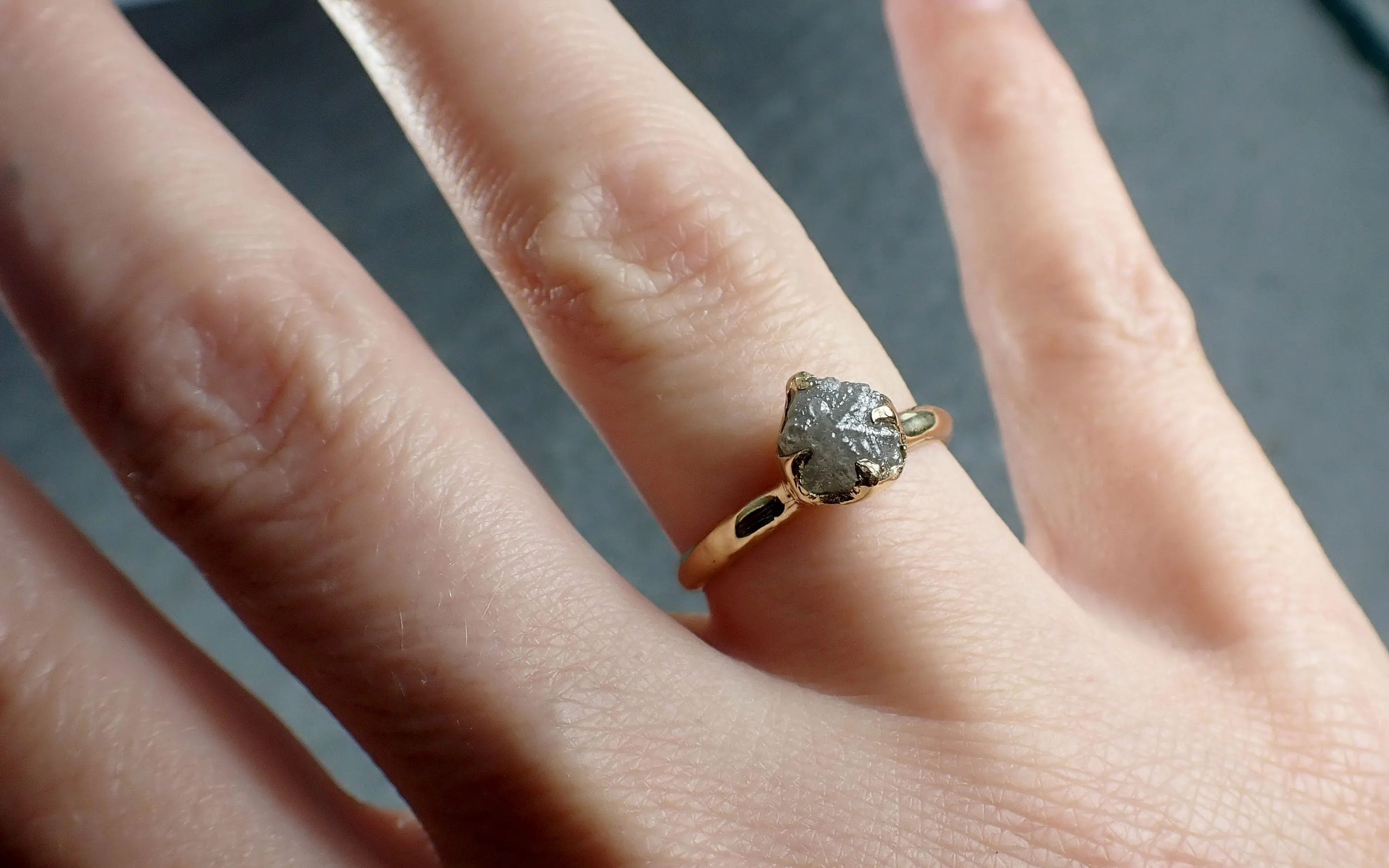 Raw Diamond Engagement Ring Rough Uncut Diamond Solitaire Recycled 14k yellow gold Conflict Free Diamond Wedding Promise 3070