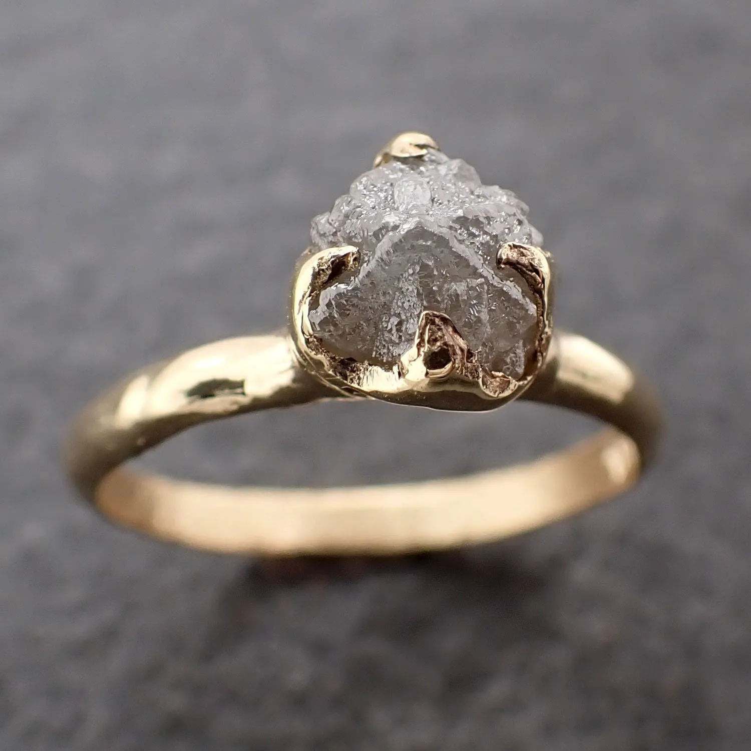 Raw Diamond Engagement Ring Rough Uncut Diamond Solitaire Recycled 14k yellow gold Conflict Free Diamond Wedding Promise 3070