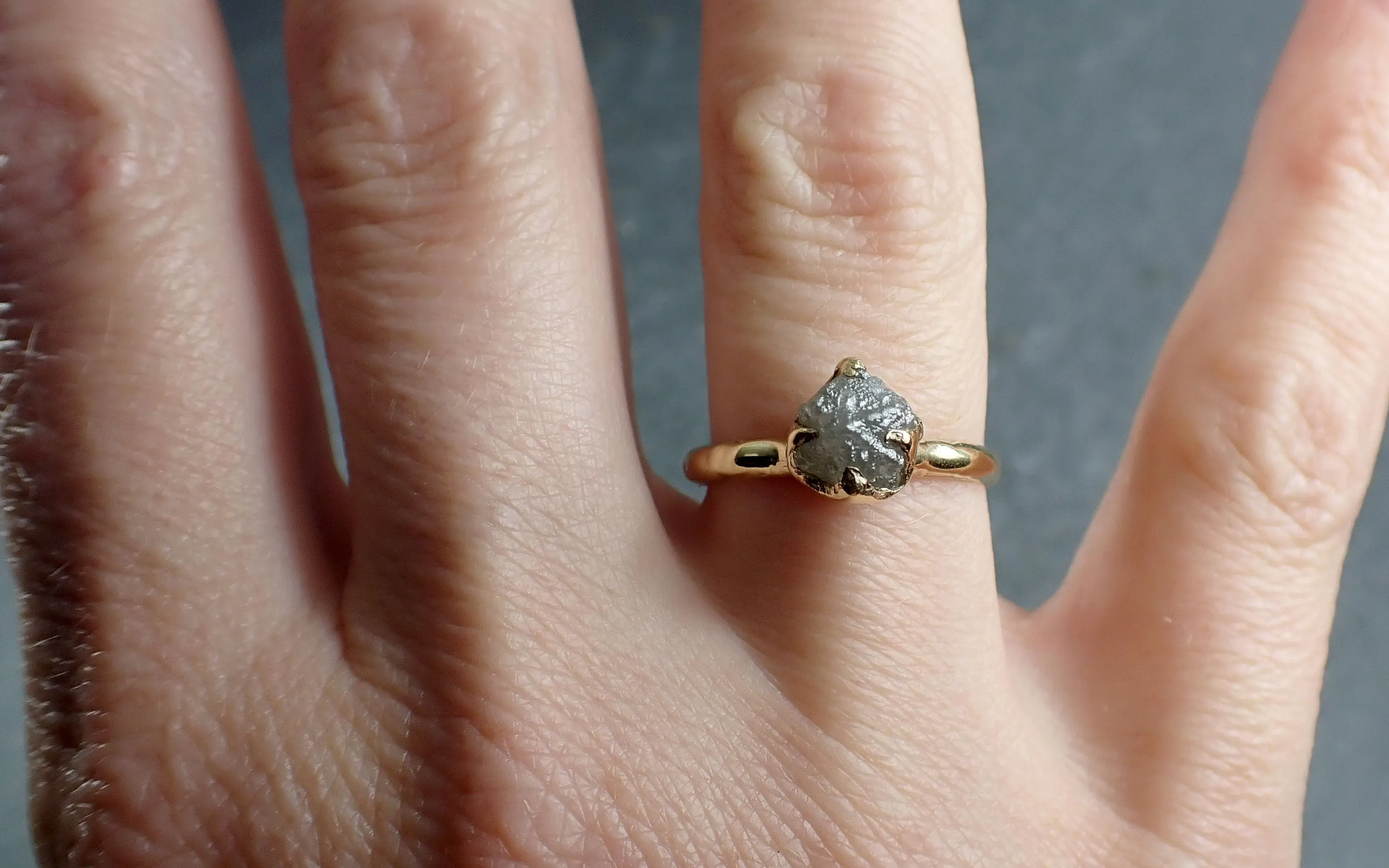 Raw Diamond Engagement Ring Rough Uncut Diamond Solitaire Recycled 14k yellow gold Conflict Free Diamond Wedding Promise 3070