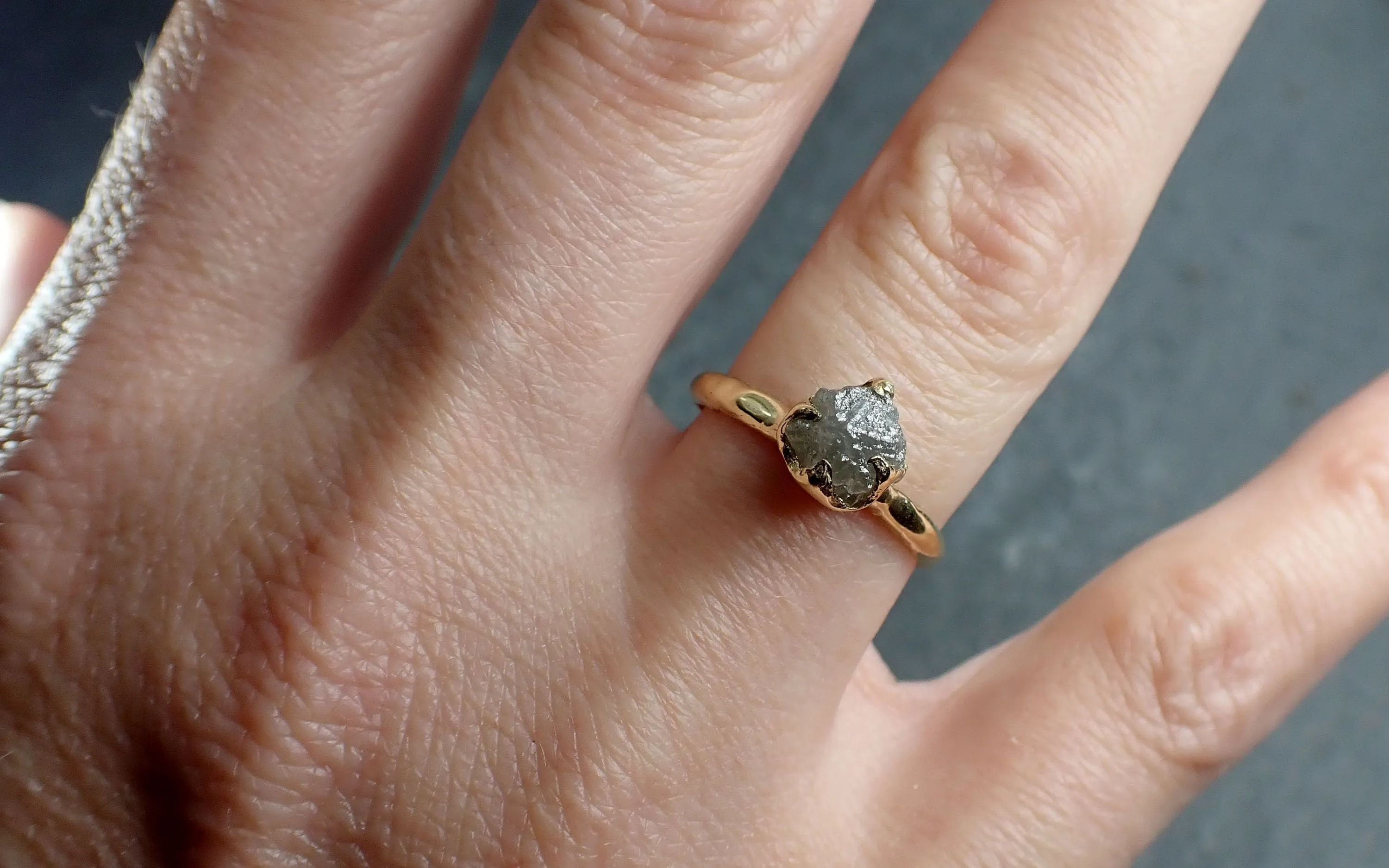Raw Diamond Engagement Ring Rough Uncut Diamond Solitaire Recycled 14k yellow gold Conflict Free Diamond Wedding Promise 3070