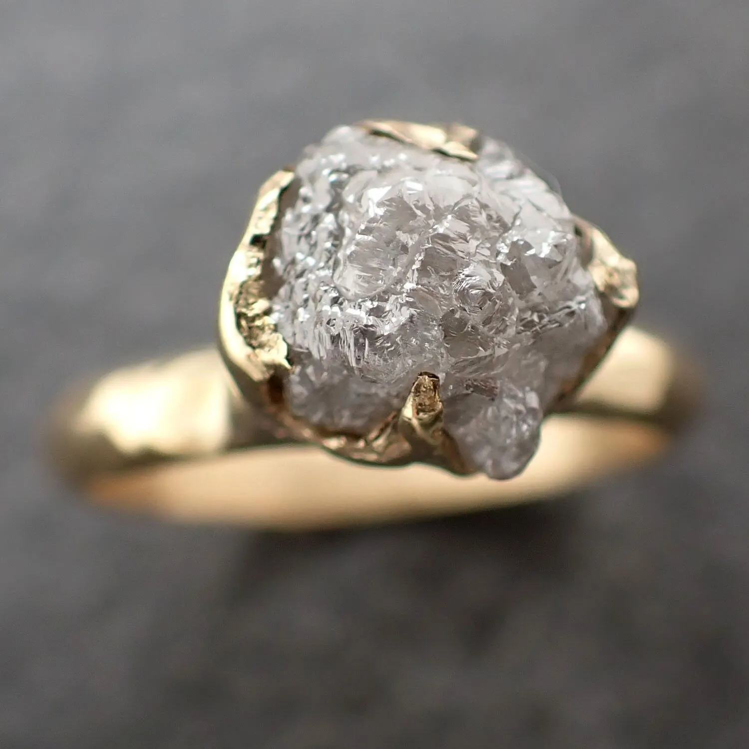Raw Diamond Engagement Ring Rough Uncut Diamond Solitaire Recycled 14k yellow gold Conflict Free Diamond Wedding Promise 3071