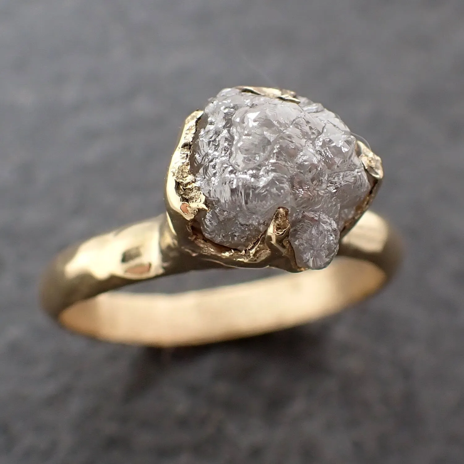 Raw Diamond Engagement Ring Rough Uncut Diamond Solitaire Recycled 14k yellow gold Conflict Free Diamond Wedding Promise 3071