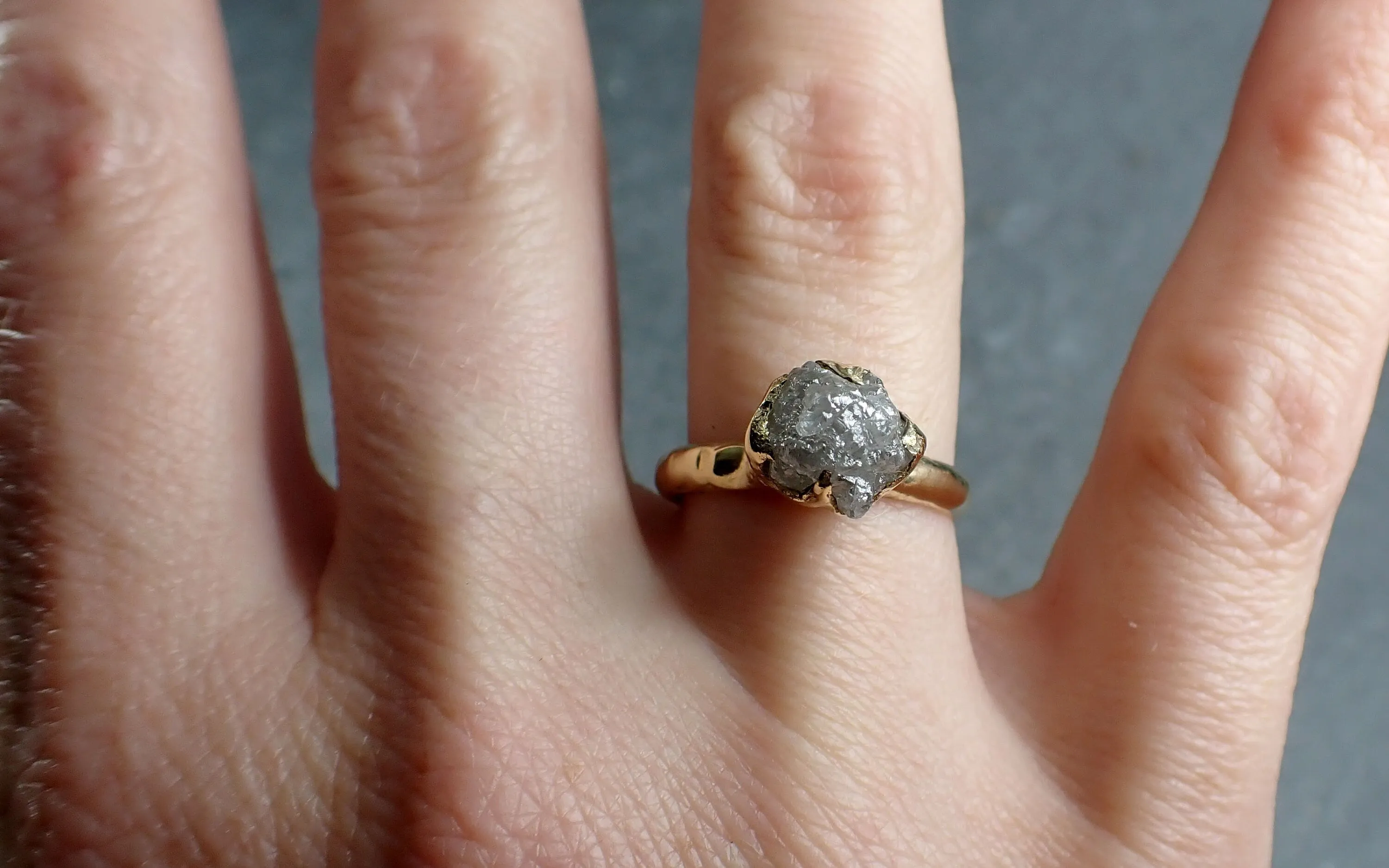 Raw Diamond Engagement Ring Rough Uncut Diamond Solitaire Recycled 14k yellow gold Conflict Free Diamond Wedding Promise 3071