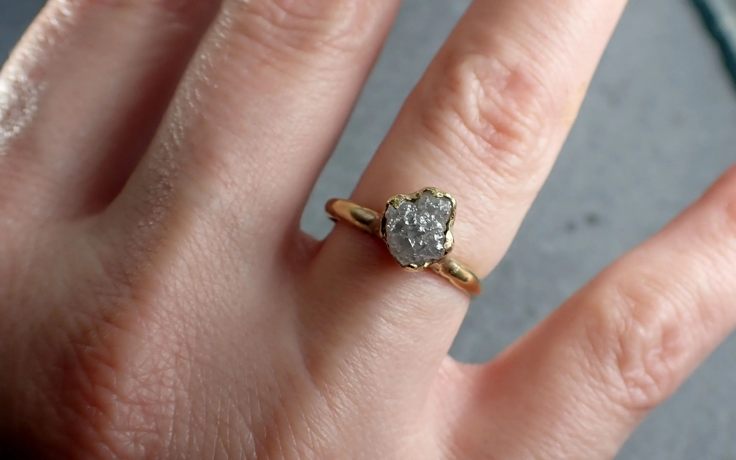 Raw Diamond Engagement Ring Rough Uncut Diamond Solitaire Recycled 14k yellow gold Conflict Free Diamond Wedding Promise 3125