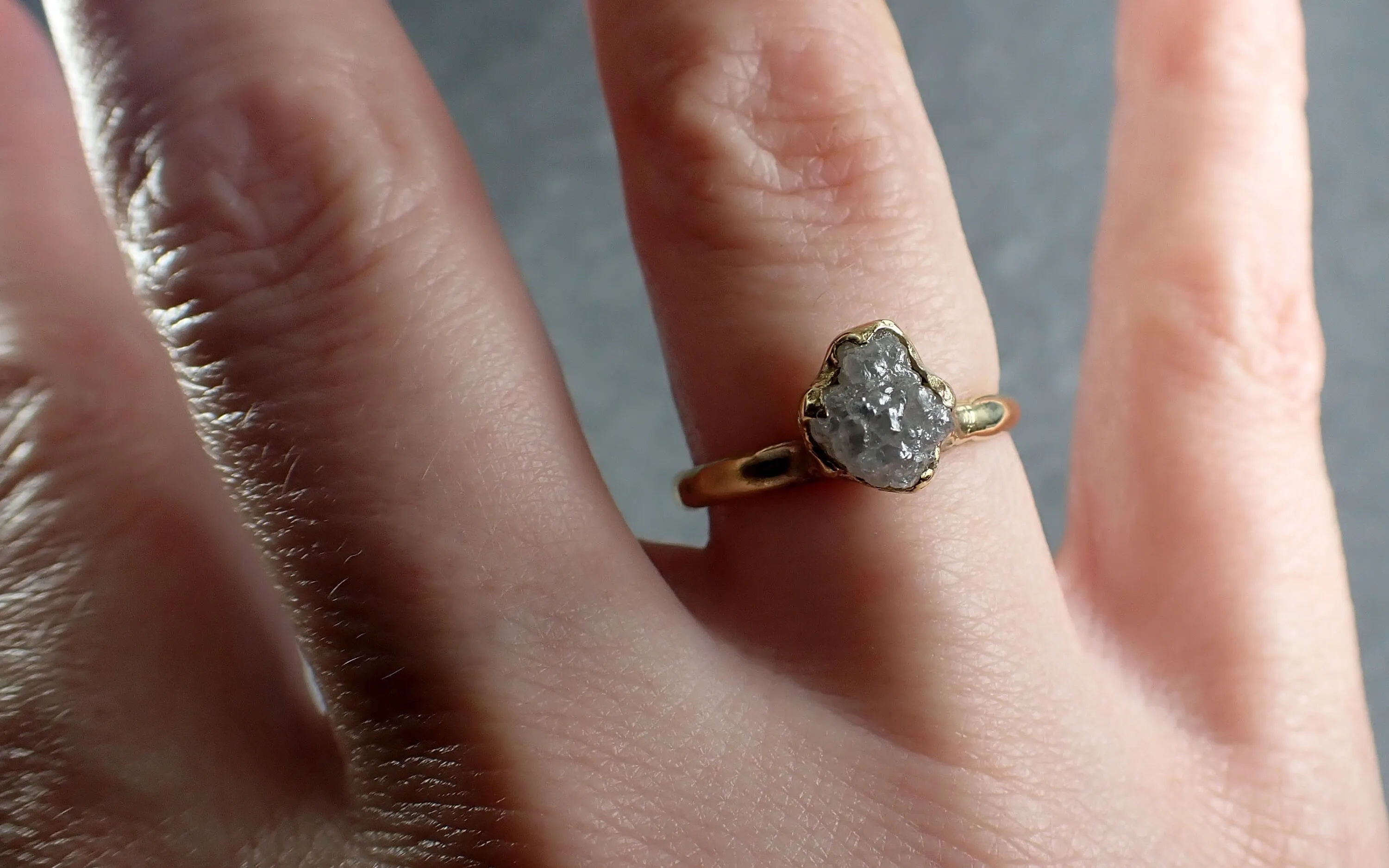 Raw Diamond Engagement Ring Rough Uncut Diamond Solitaire Recycled 14k yellow gold Conflict Free Diamond Wedding Promise 3125