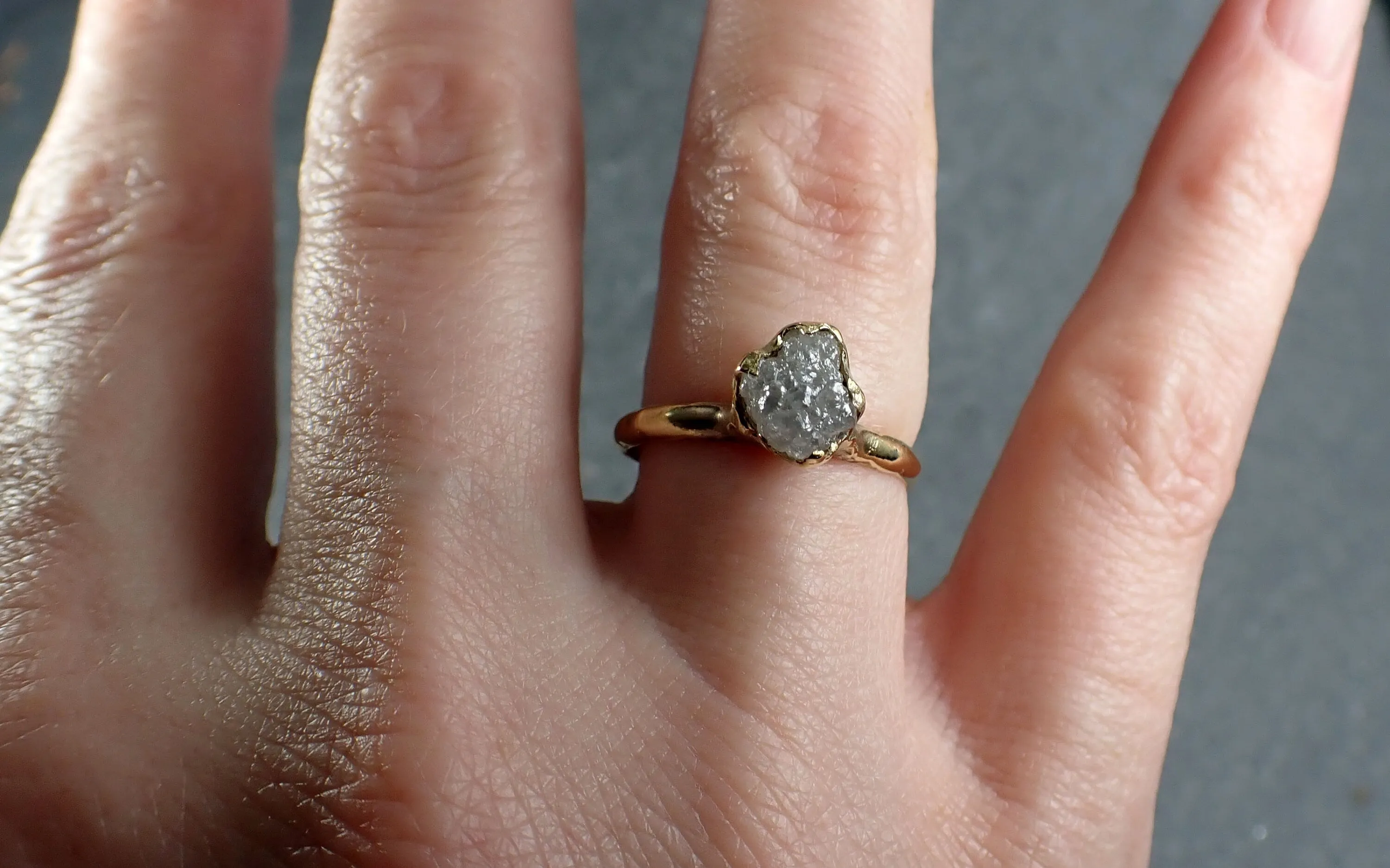 Raw Diamond Engagement Ring Rough Uncut Diamond Solitaire Recycled 14k yellow gold Conflict Free Diamond Wedding Promise 3125