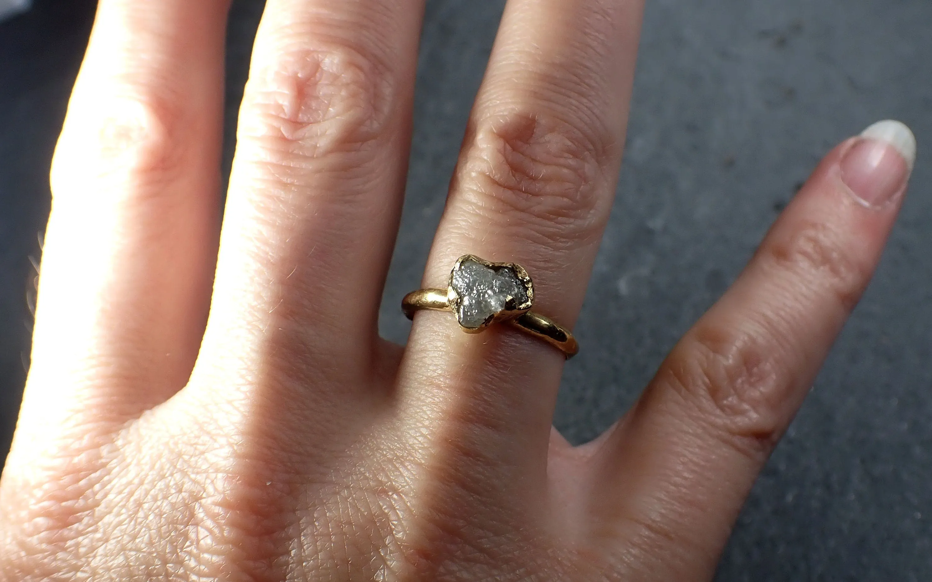 raw rough uncut diamond engagement ring rough diamond solitaire recycled 18k gold conflict free diamond wedding promise byangeline 3085 Alternative Engagement